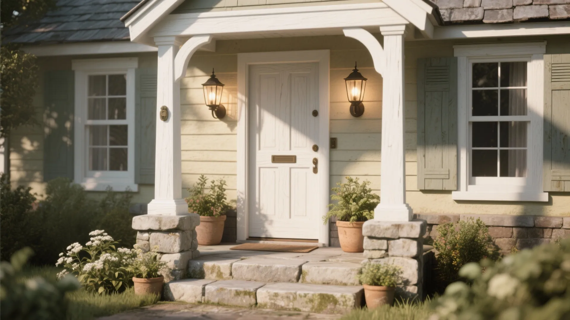 3. Classic Lanterns with a Modern White Finish