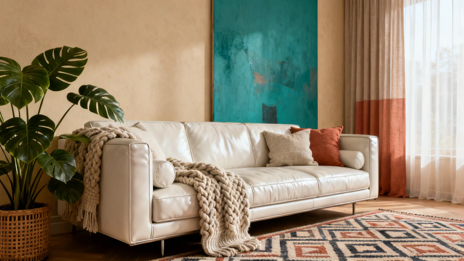 5 Living Room Ideas with White Leather Couches