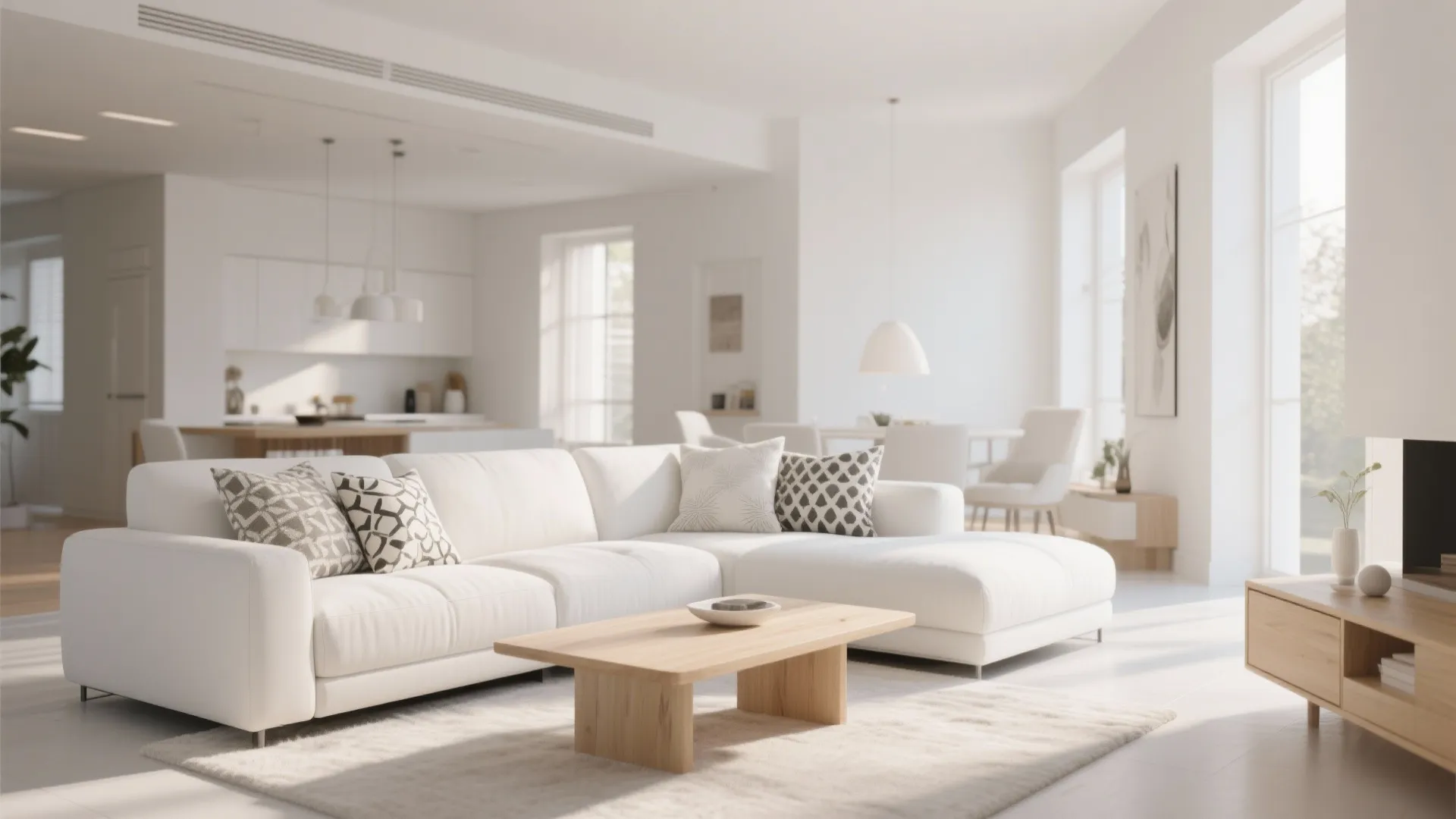 3. L-Shaped Sofa in White Upholstery