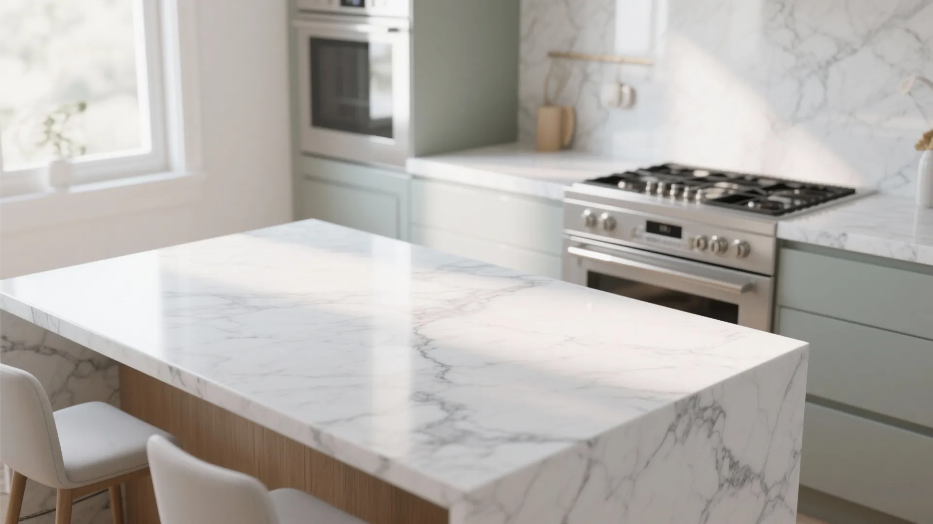 2. White Marble Look with Subtle Grey Veins