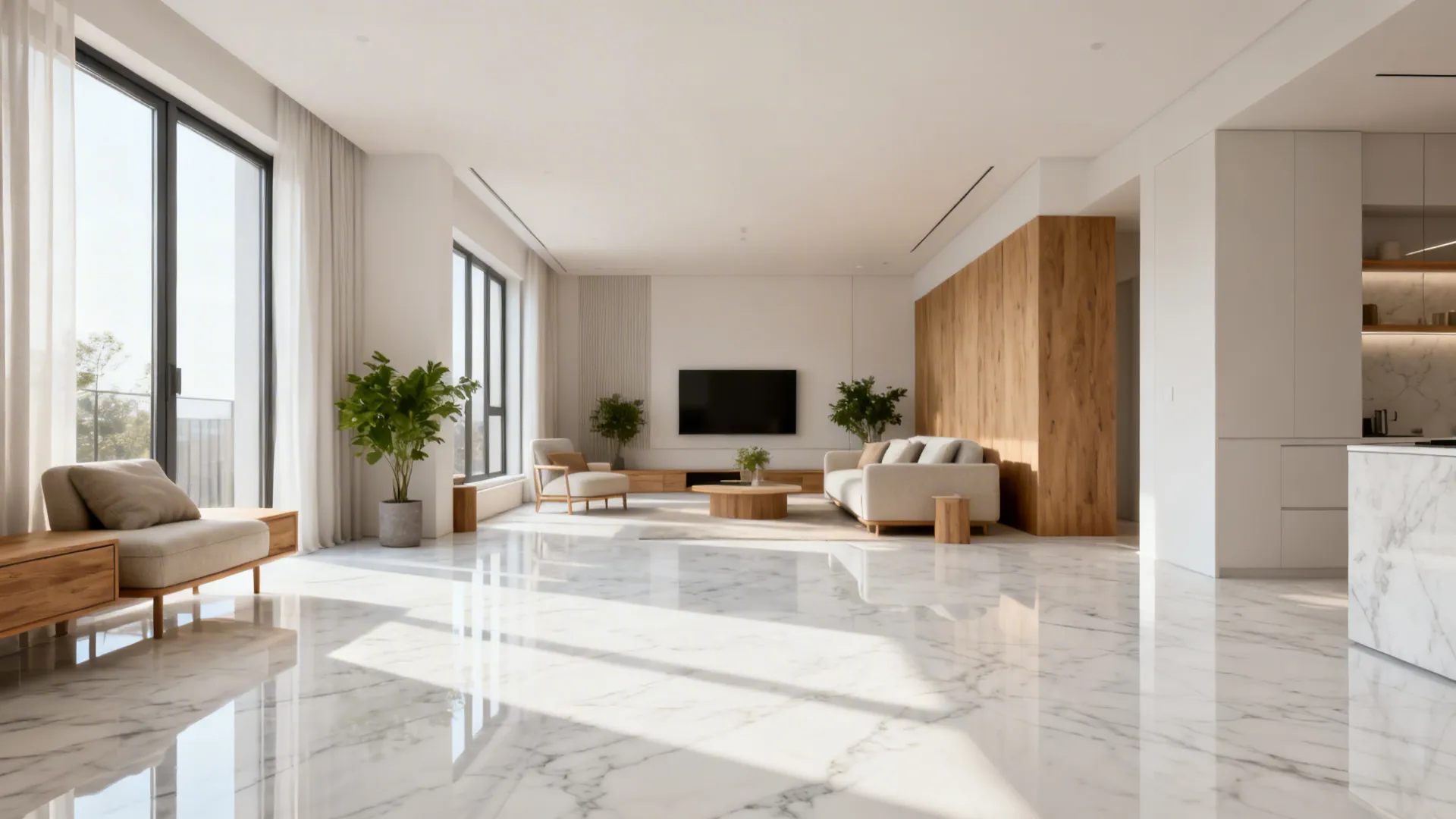 White Marble Flooring Designs for Living Rooms: 5 Ideas