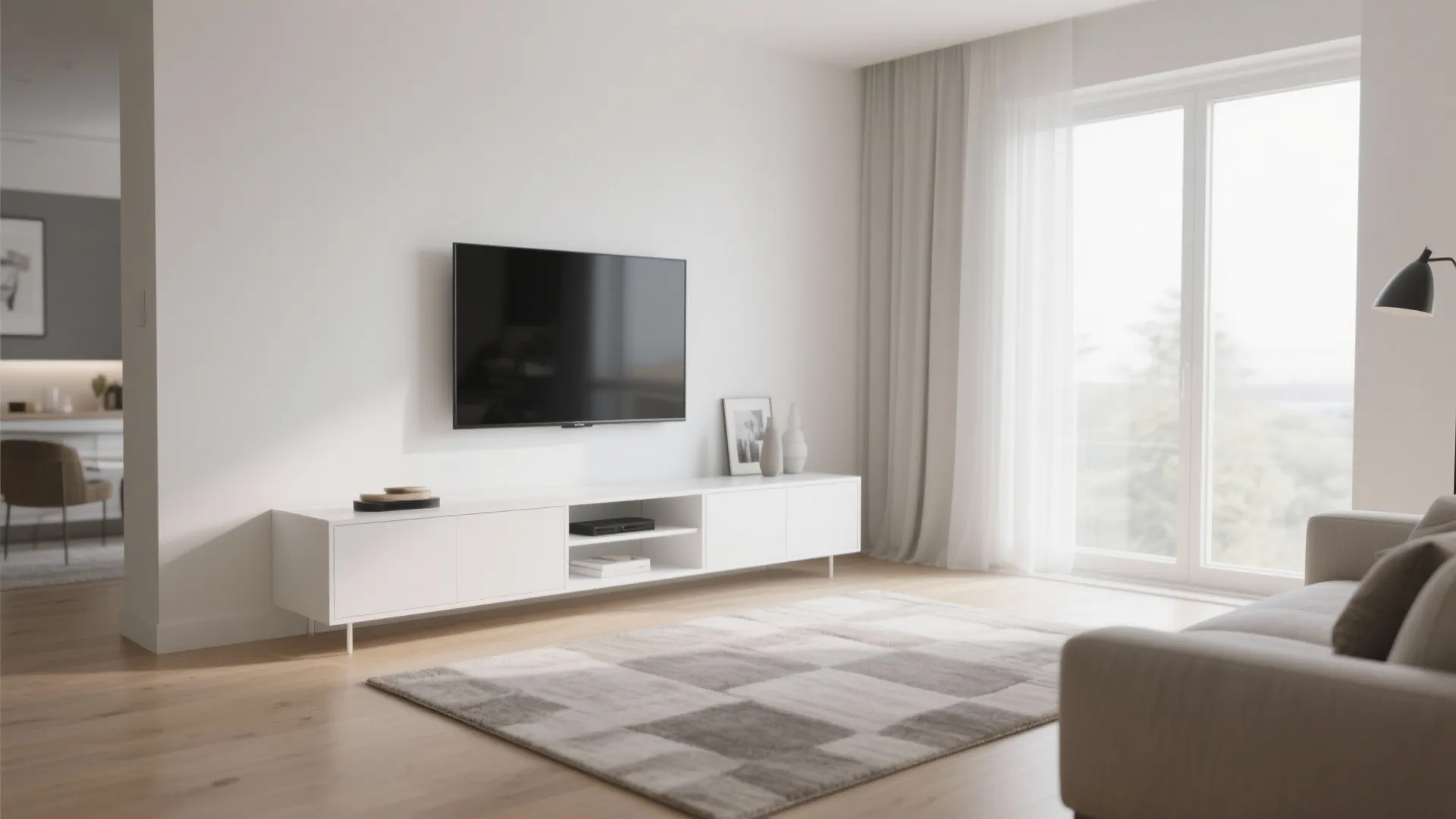 5. White Media Console with Hidden Storage