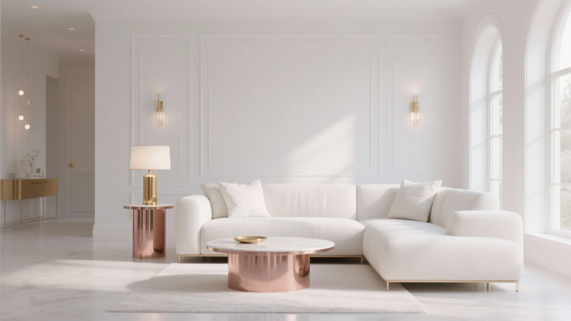 7. All-White with Metallic Accents