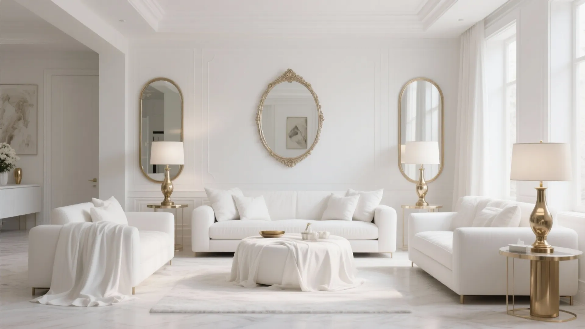 8. Layered Whites with Metallic Touches