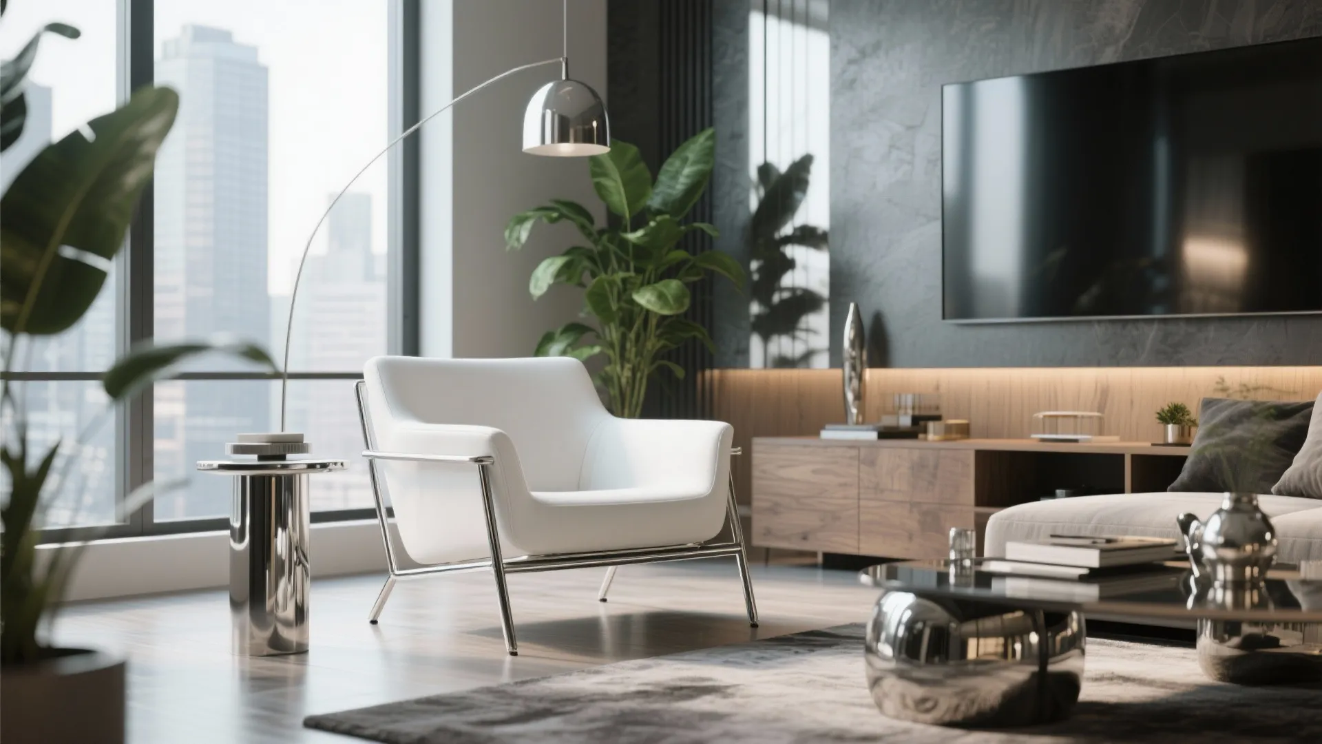 5. White Furniture with Metallic Accents