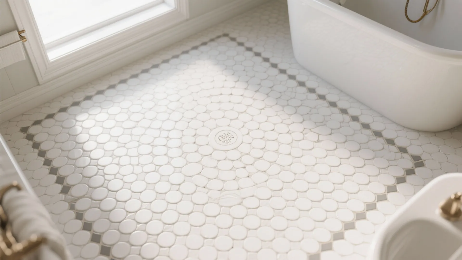 White Mosaics With Contrast Grout