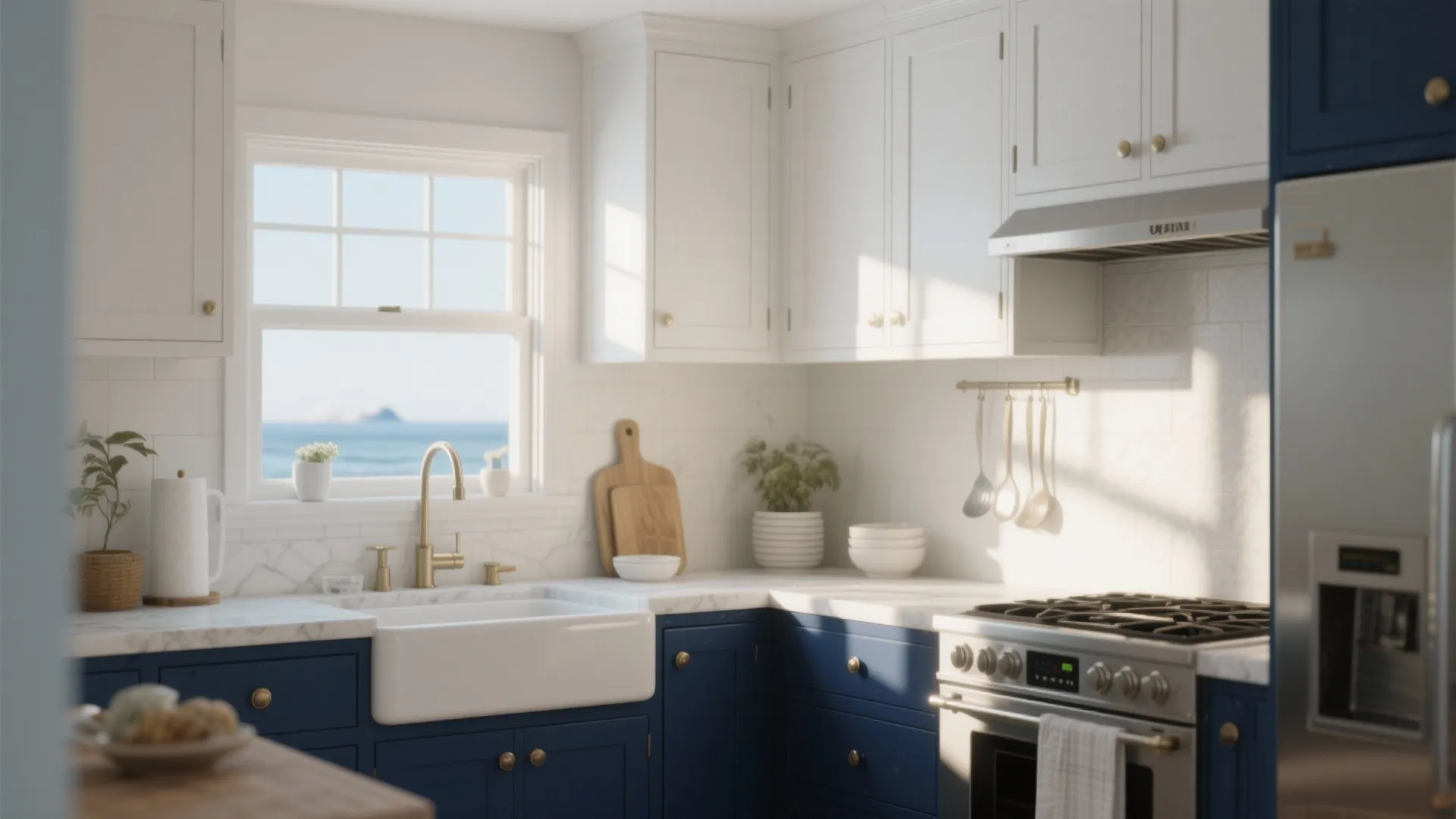 1. Classic White & Navy