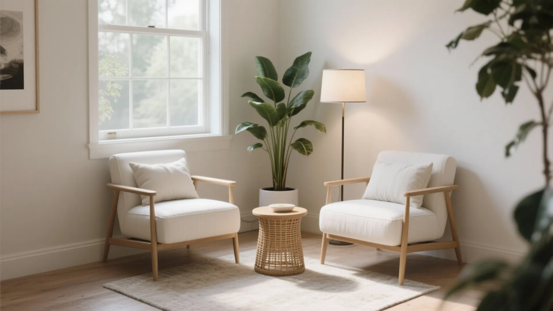 2. Use white chairs to create a light, airy conversation nook