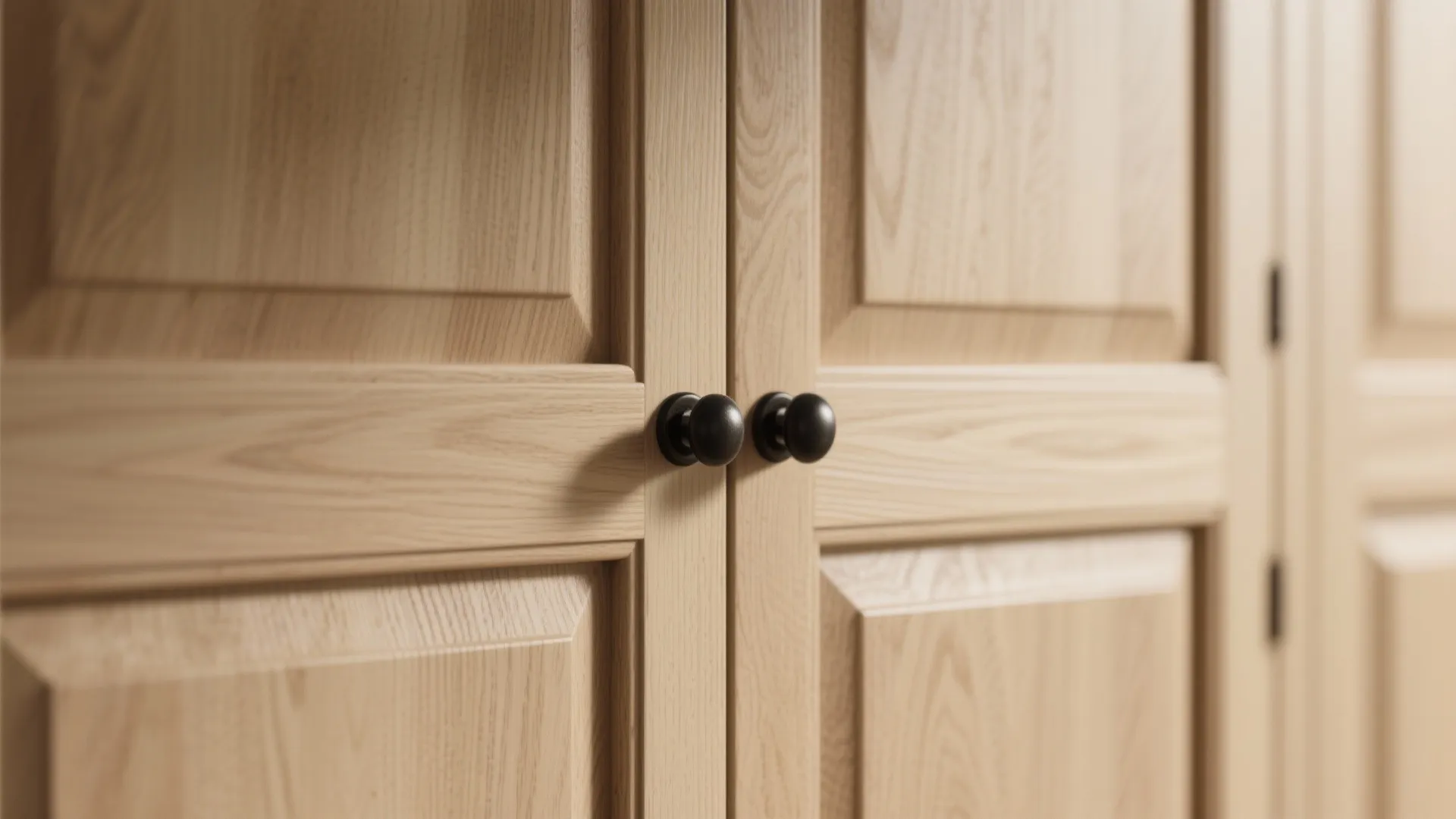 1. Natural white oak with simple Shaker doors