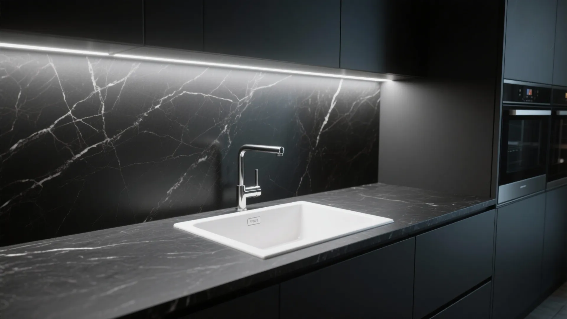 2. Create contrast with dark countertops