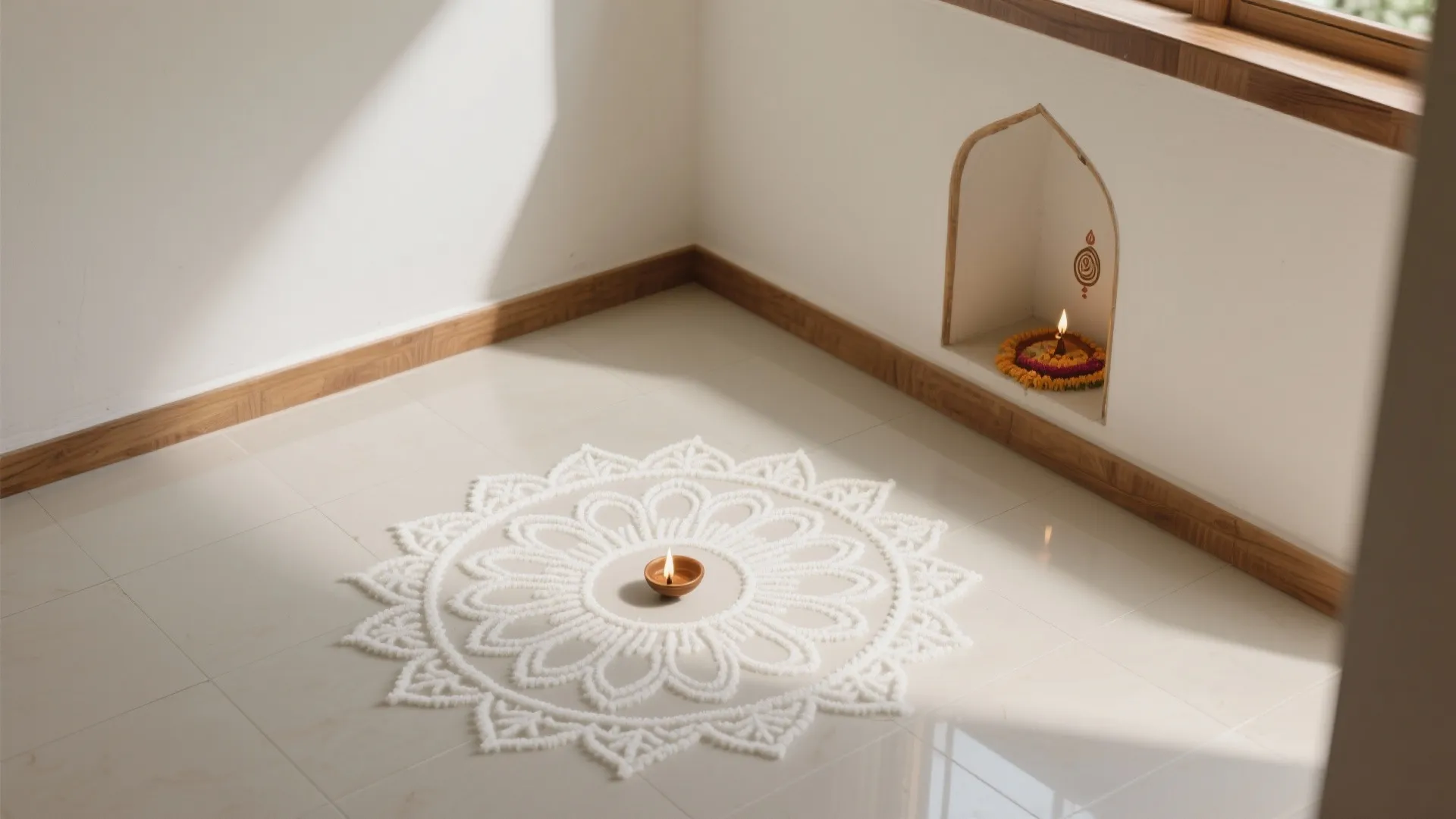 White-on-White Kolam for a Calm Niche