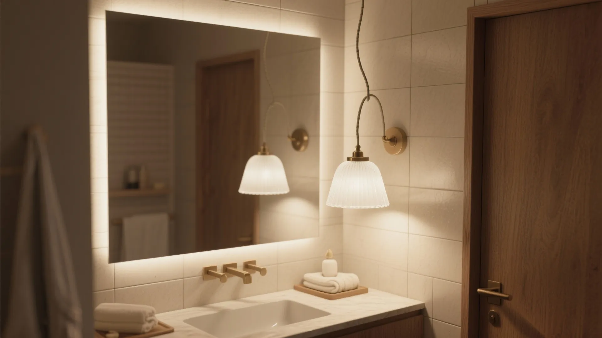 5. Pendant Lights with White Shades