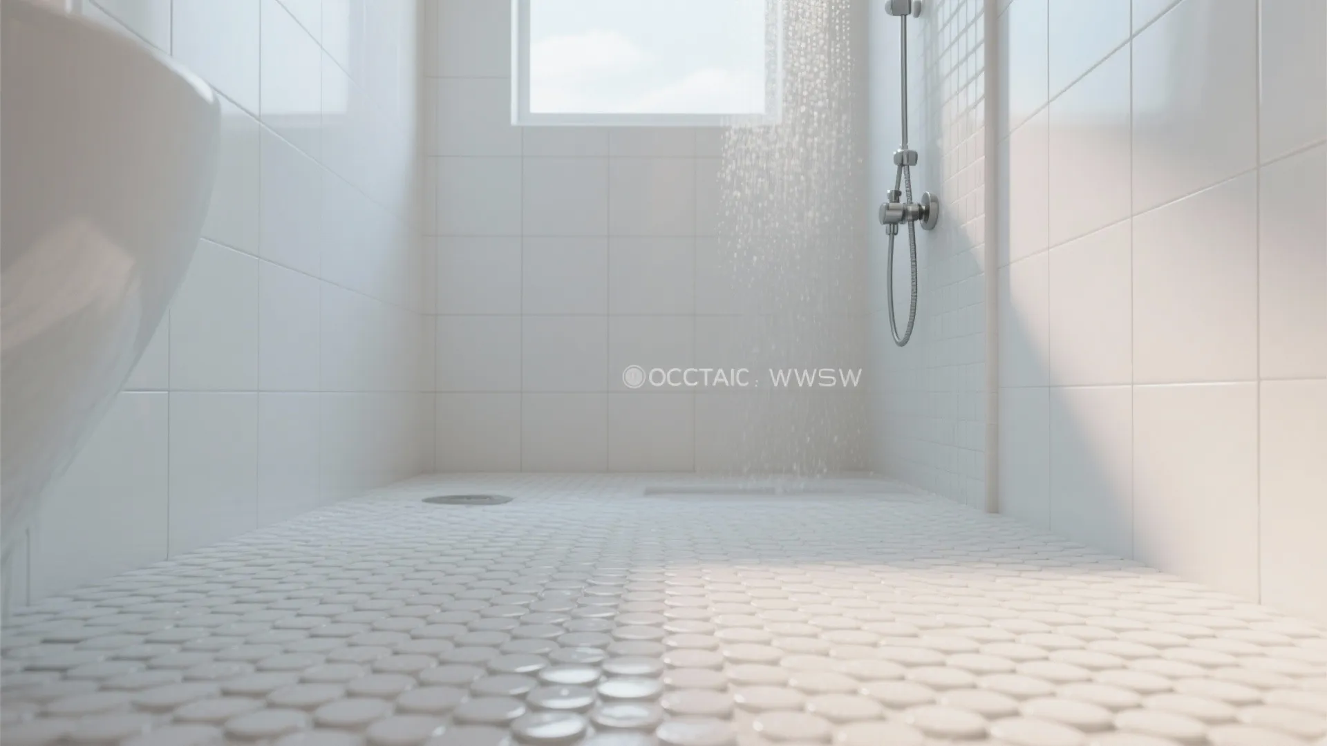 9. White Penny Tile Floor