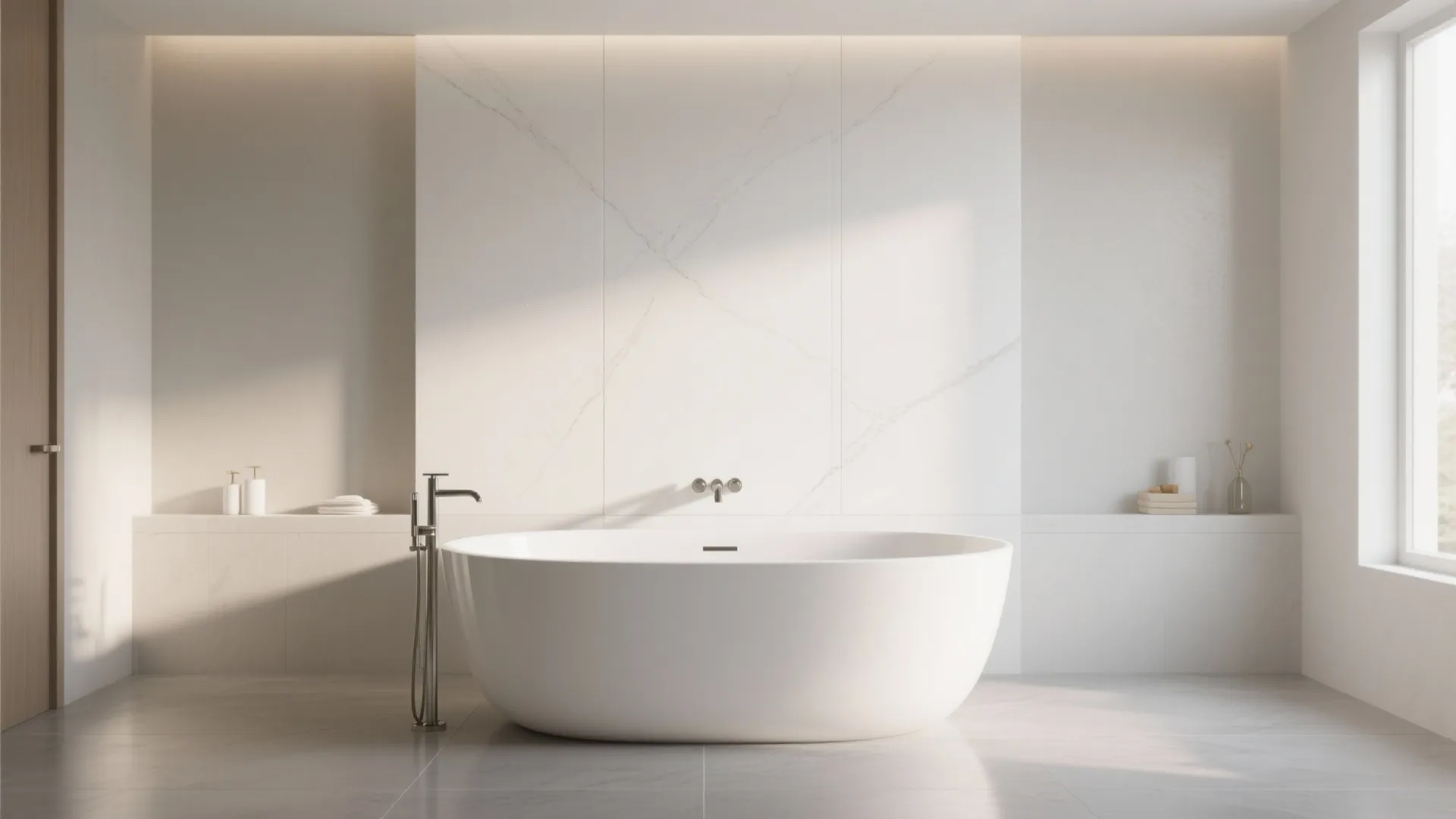 Large-Format White Porcelain Slabs: Seamless Calm
