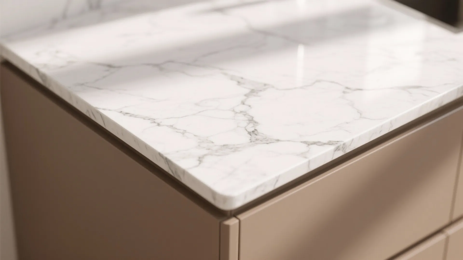 Light brown with white marble or quartz