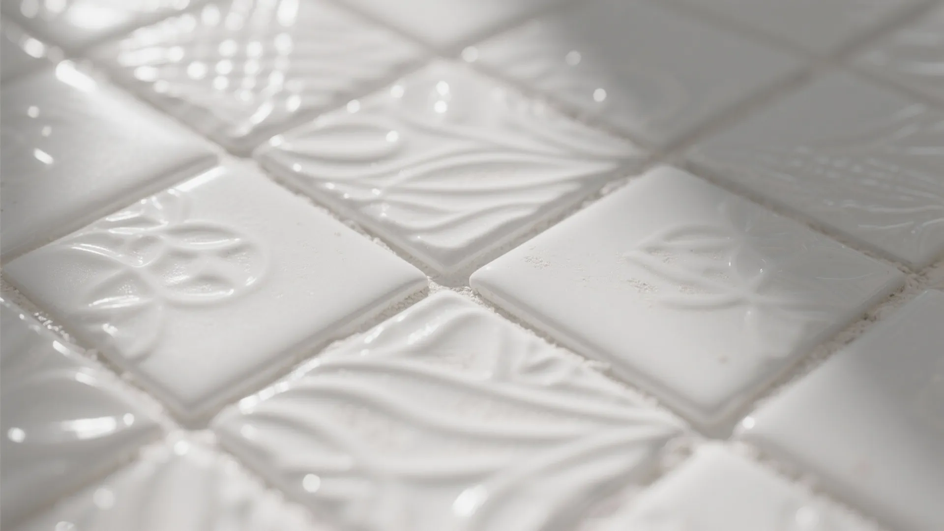 3. White-on-white texture: relief tiles or 3D patterns
