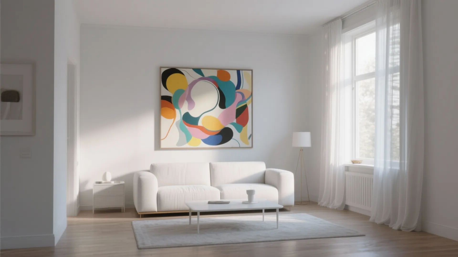 5. Monochrome White with Bold Art