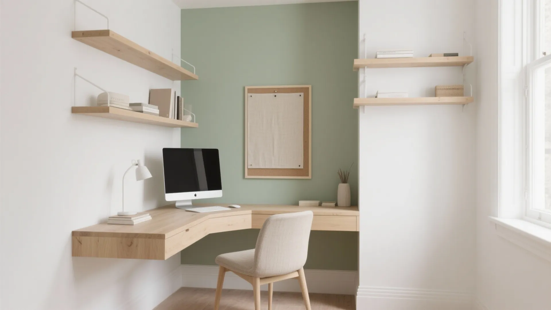 Soft White + Muted Sage: Calm Focus Without Boredom