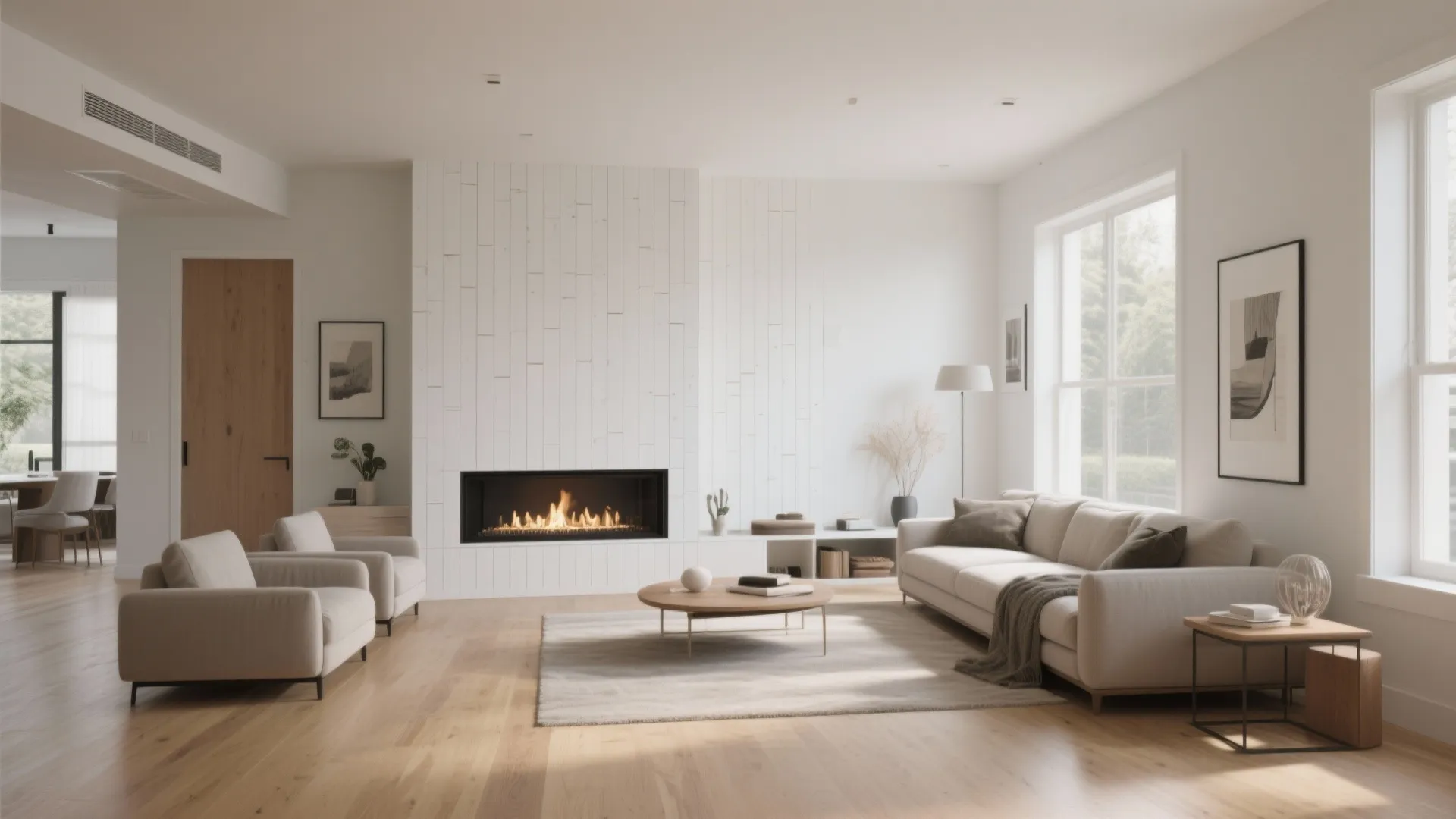 4. Modern White Shiplap Fireplace