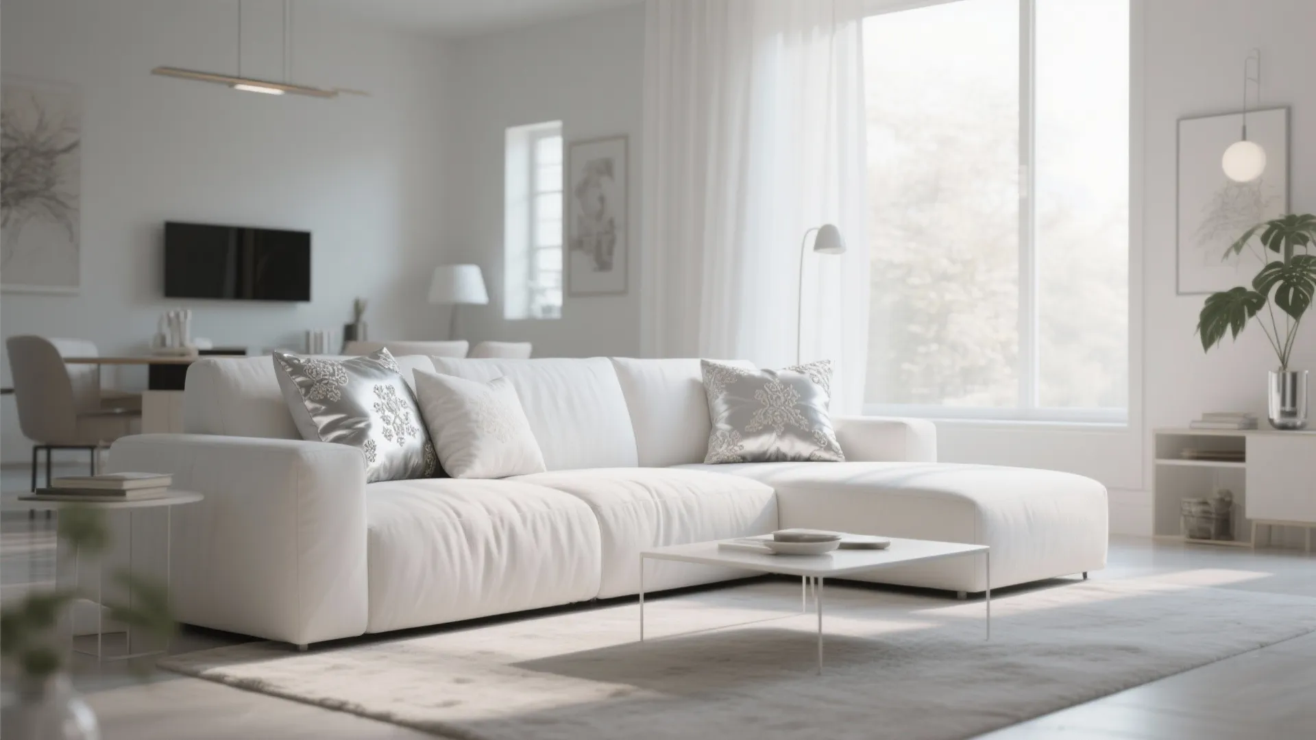 9. Mixing White Upholstery and Silver Accessories