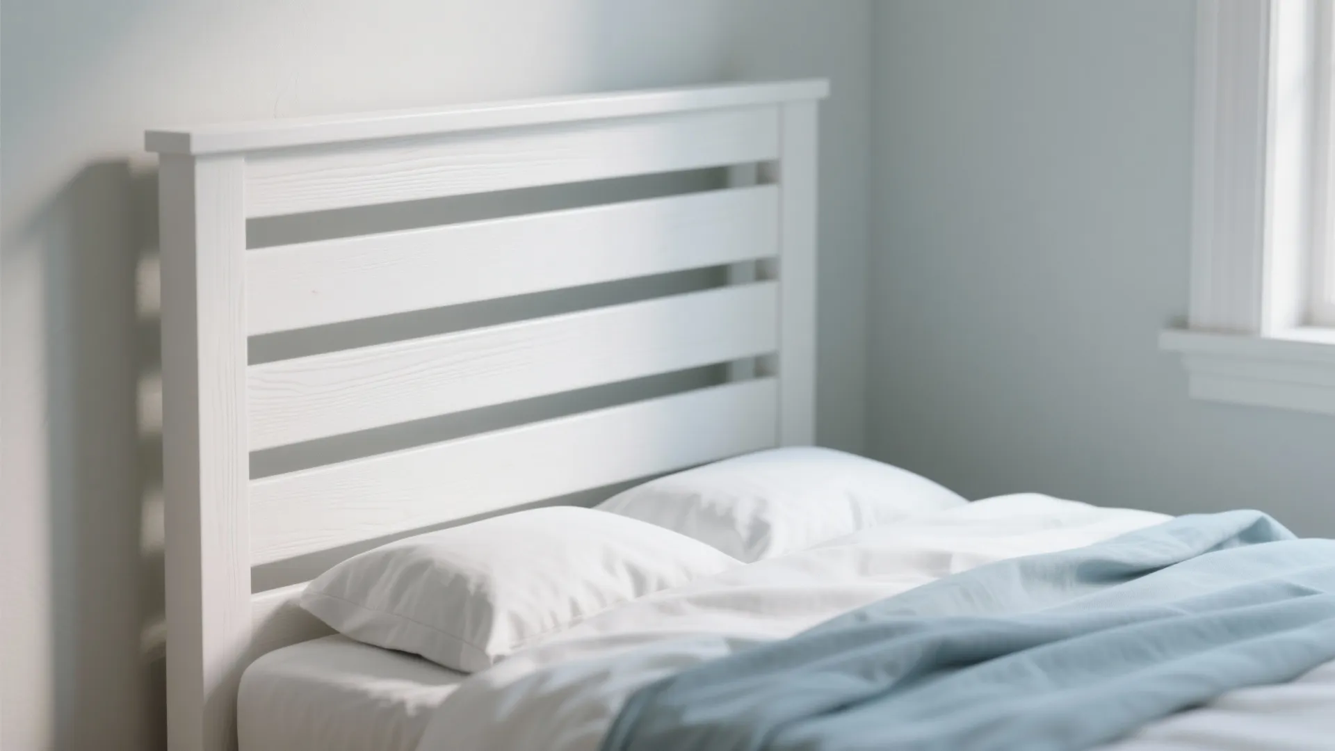 1. Slatted white bed frames for airy structure