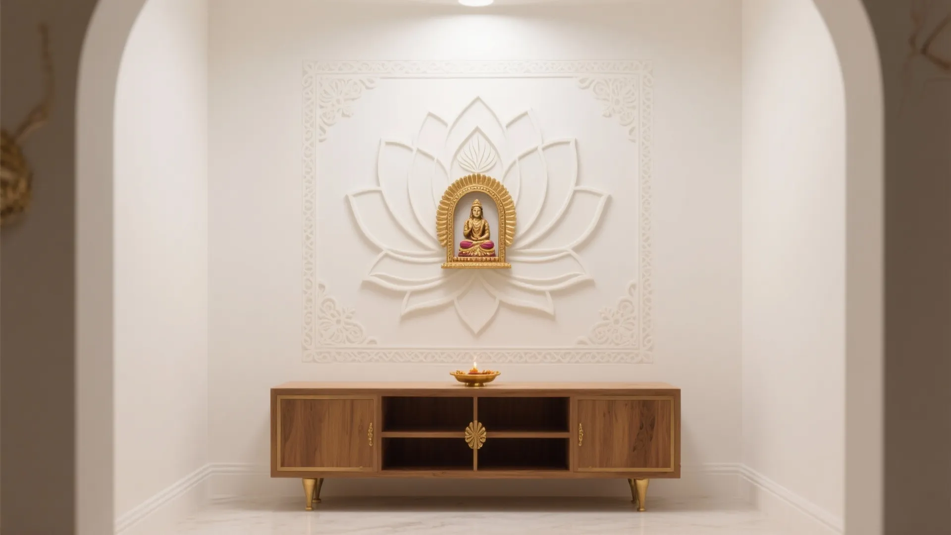 White-on-White with Subtle Stencils and Gold Leaf Details