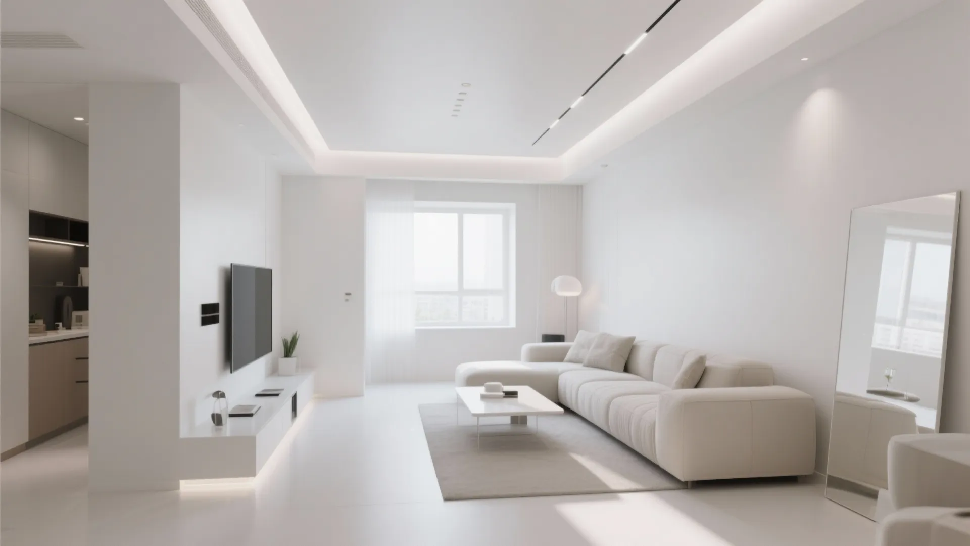 7. Minimalist White Stretch Ceiling