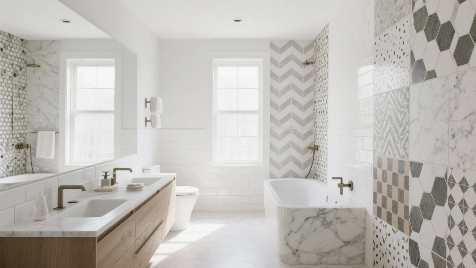 10 White Bathroom Floor Tile Ideas You’ll Love: Clever ways to make your bathroom shine with white tiles, from timeless classics to modern twists