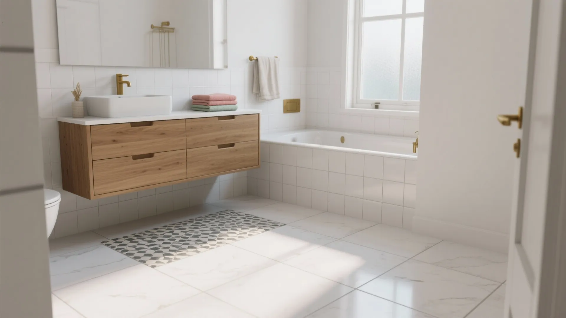 5 Creative Ideas for Bathroom White Tile Floor: Small tweaks and smart layouts to make white tile floors in bathrooms feel warm and stylish