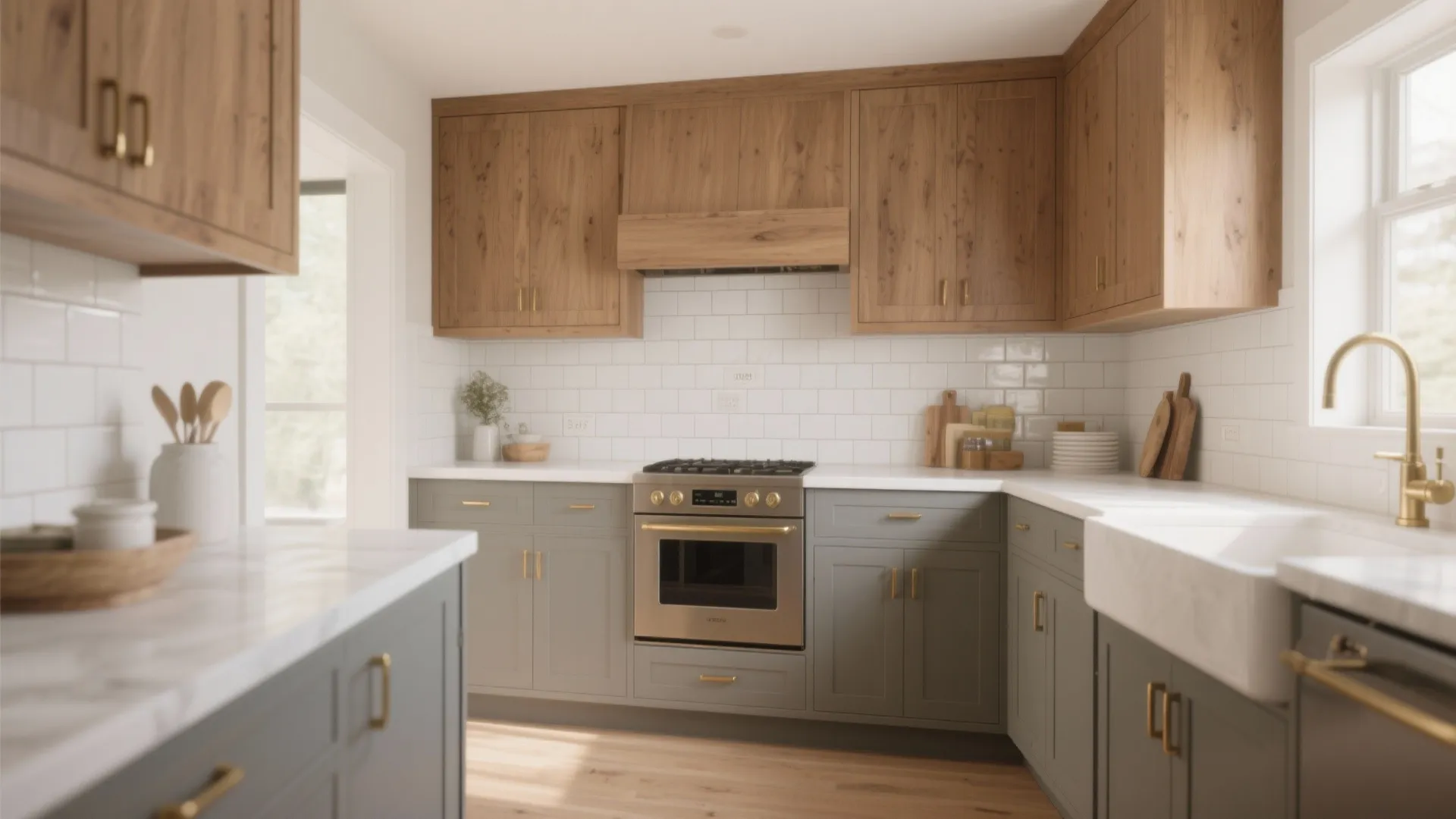 5. Mix white tile with warm cabinetry