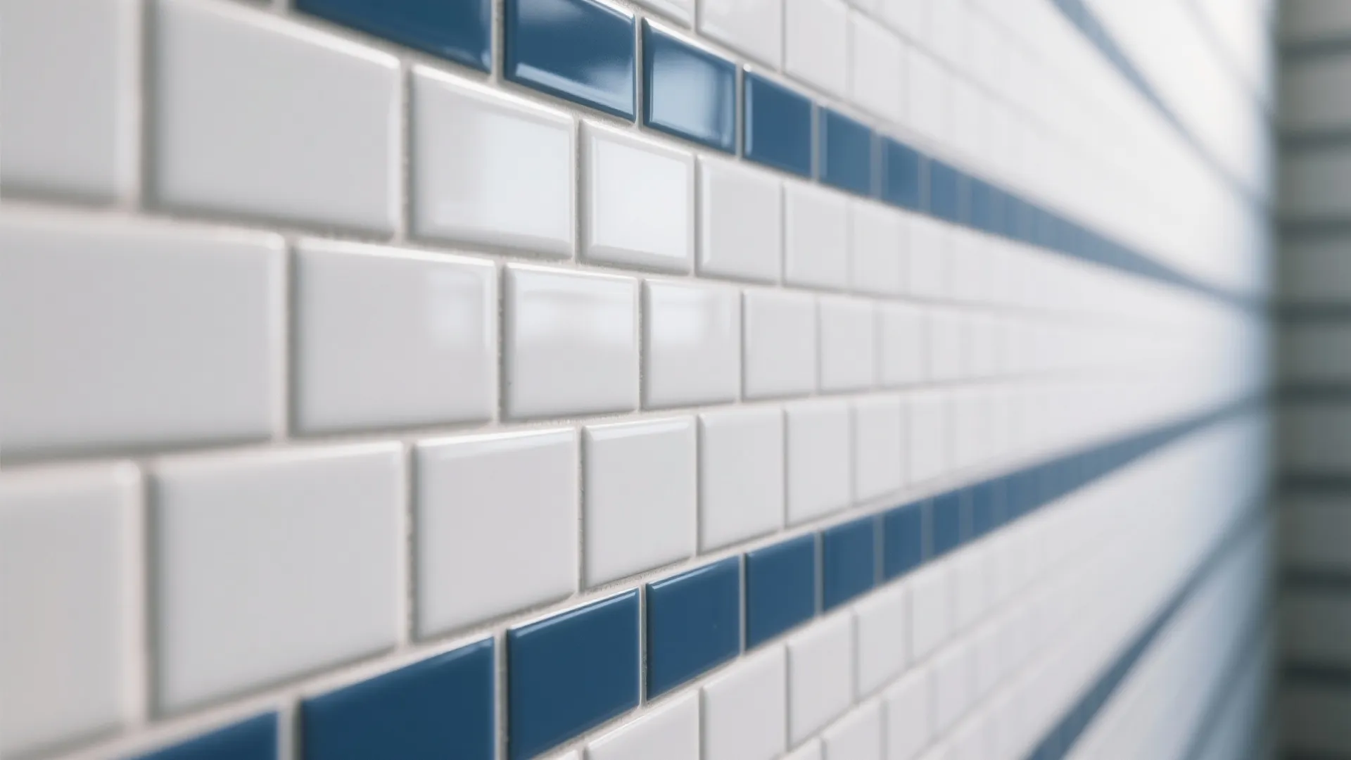 2. White Subway Tiles and Navy Grout