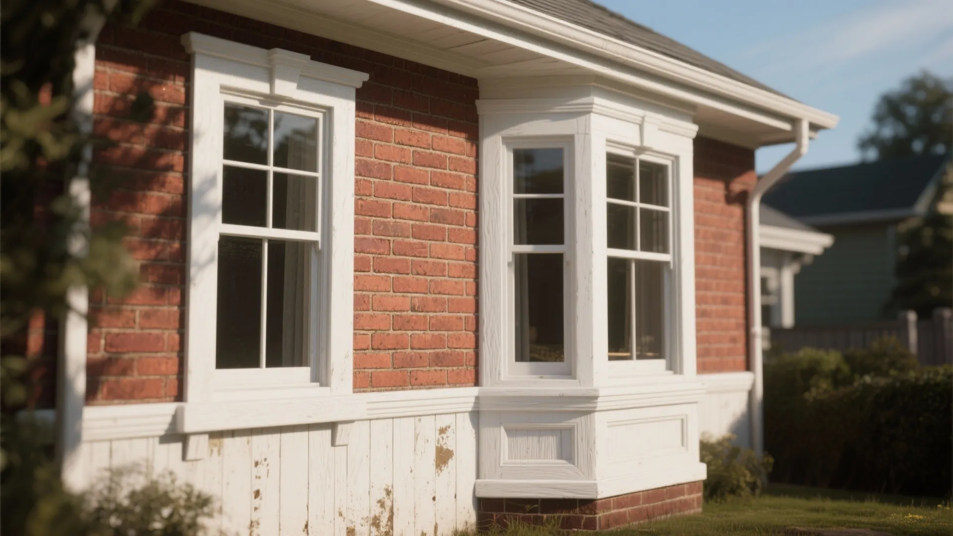 1. Crisp White Trim, Natural Brick