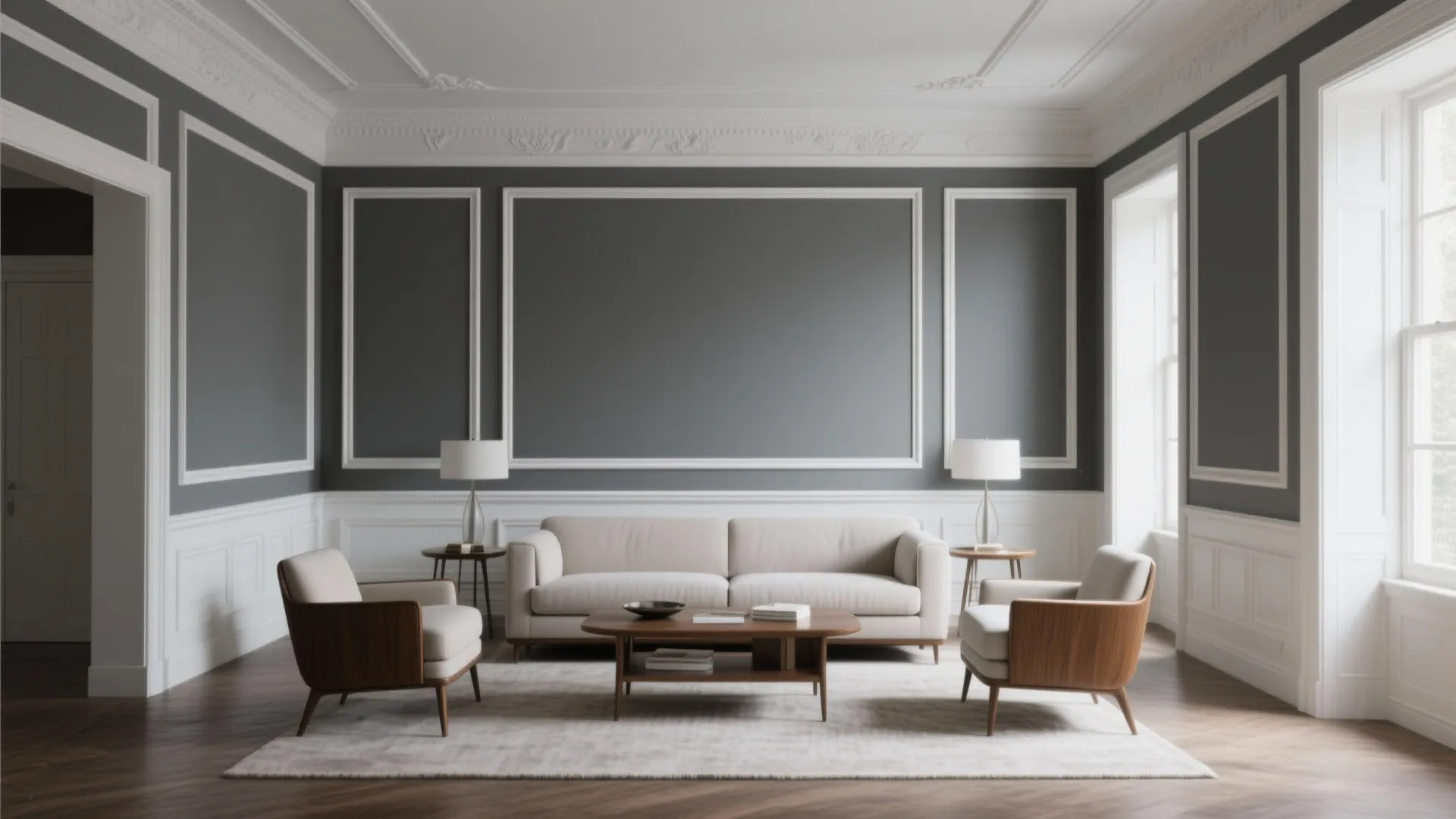 4. High-Contrast Trim: Crisp White + Edgecomb Gray