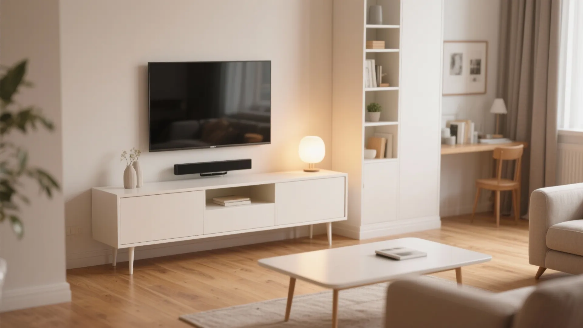 4. Low-profile TV Cabinets in Warm White