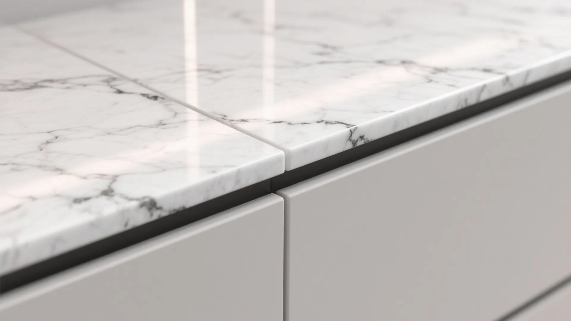 2. White counters with thin black veining