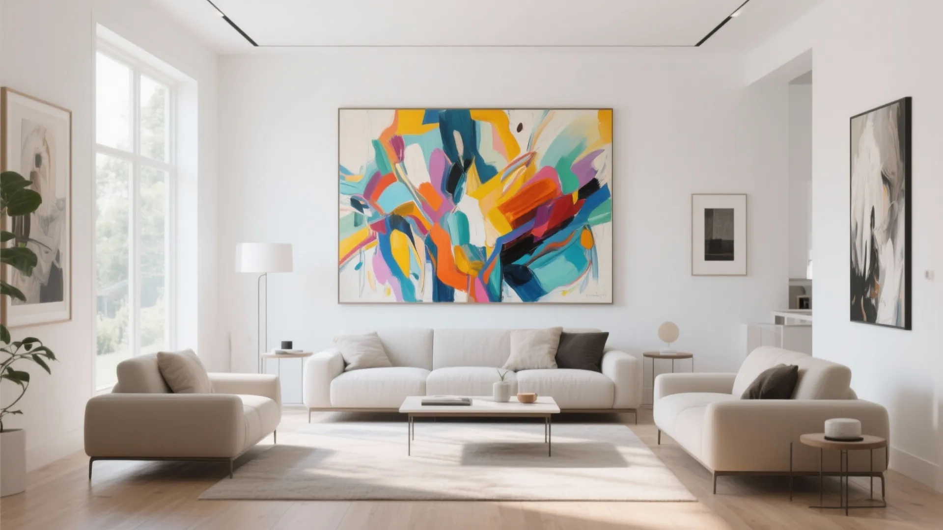 2. White Walls with a Statement Art Piece