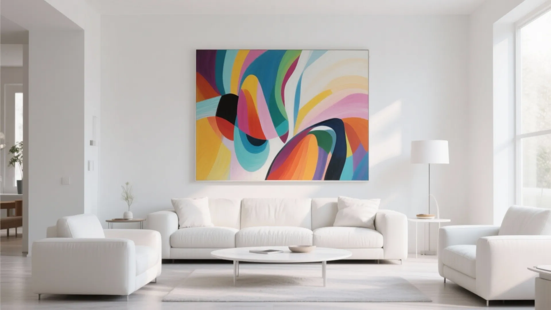 3. White Walls with Statement Art