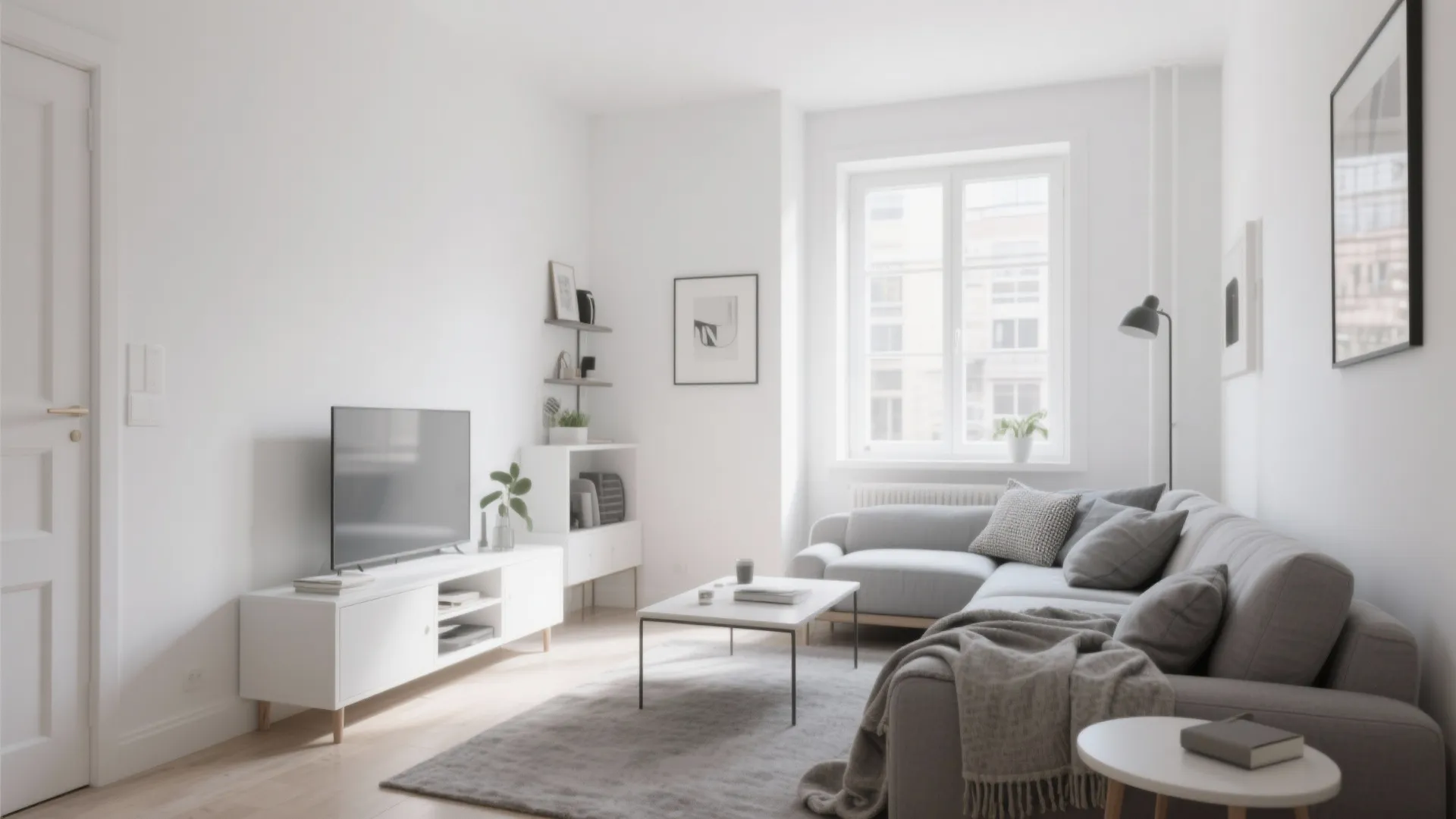 1. Minimalist White Walls with Grey Accents