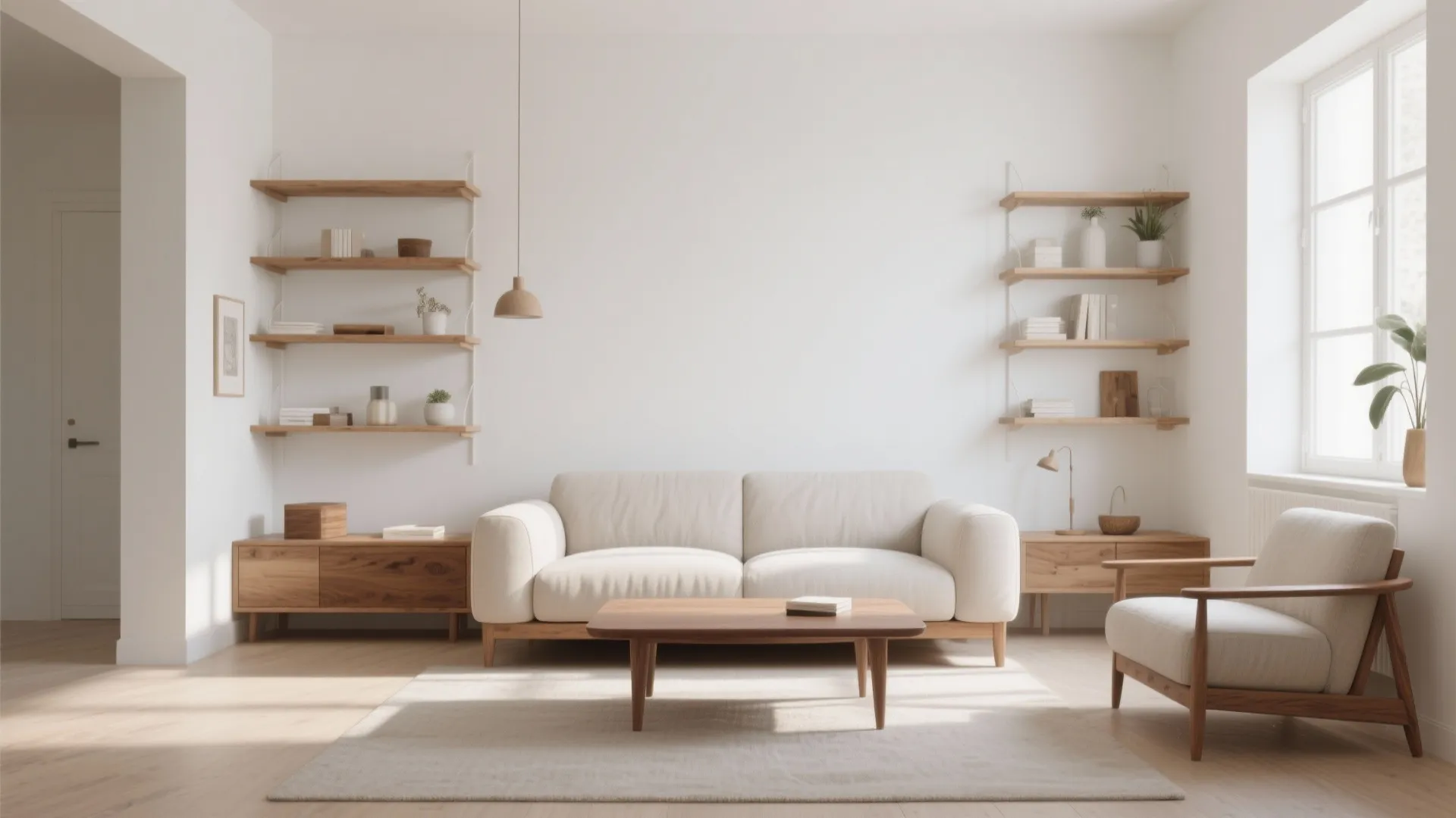 2. White with Natural Wood Accents