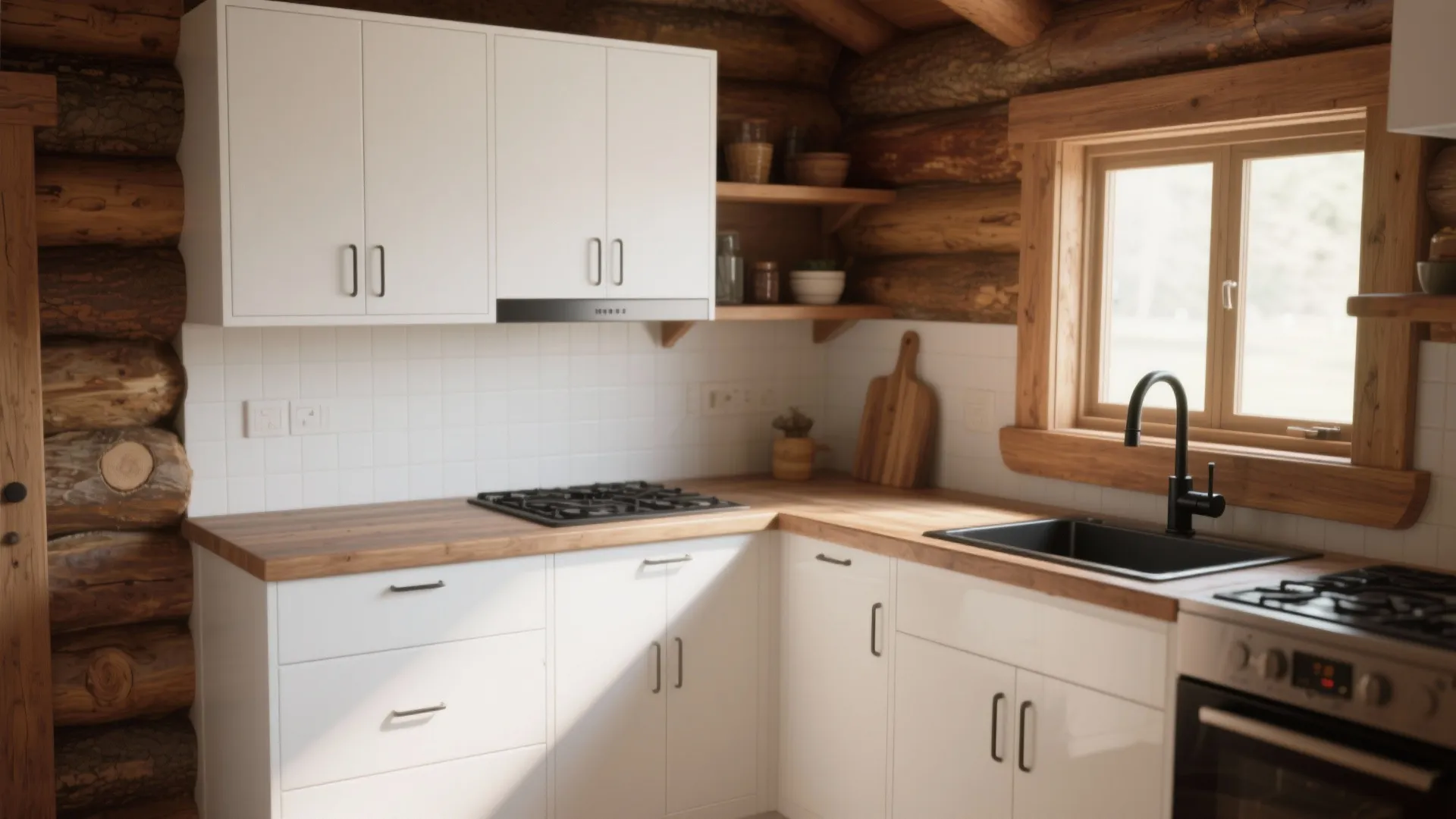 1. Clean White with Warm Wood Accents