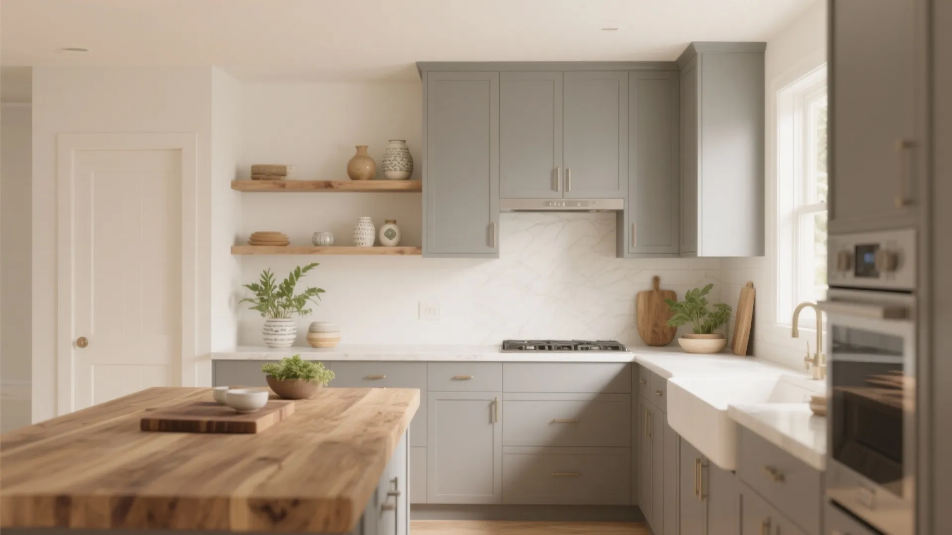 1. Soft White Walls + Warm Wood Accents