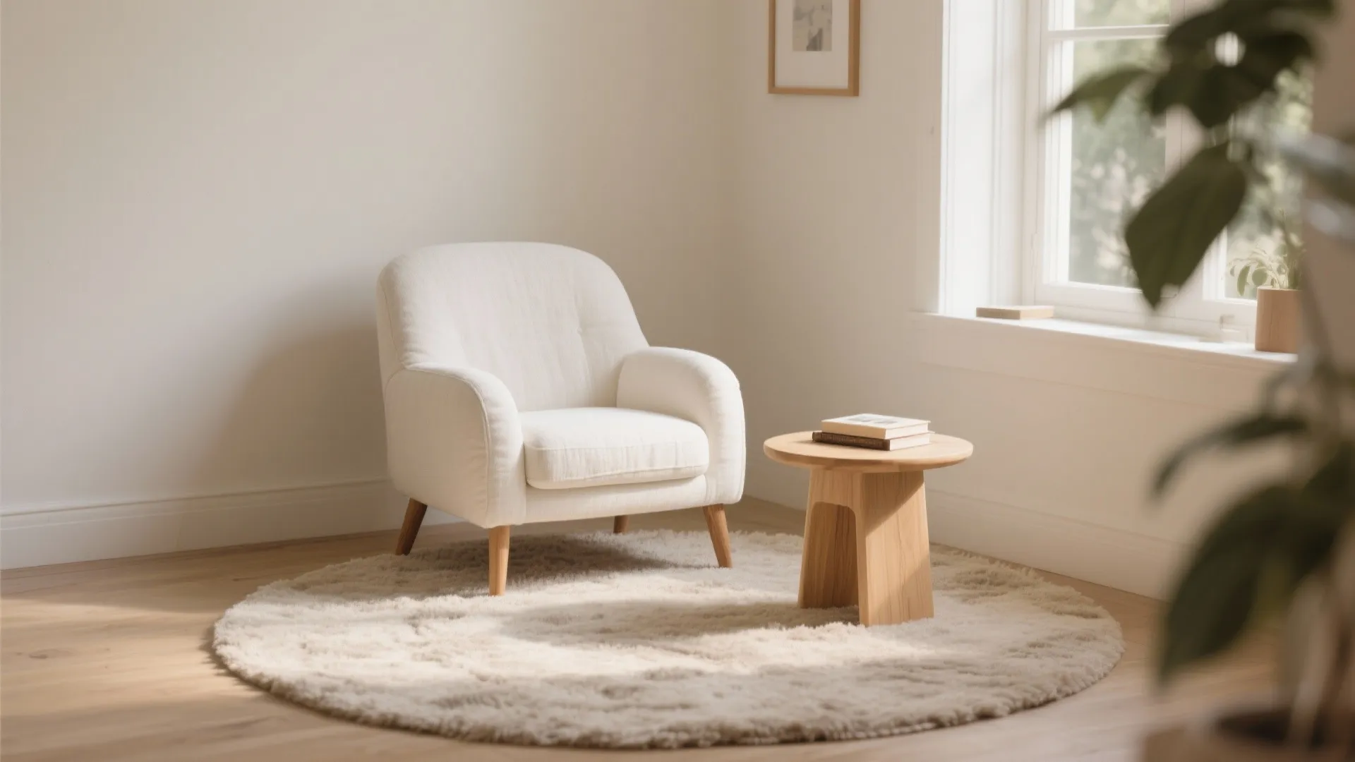 9. White Armchair with Wooden Accents