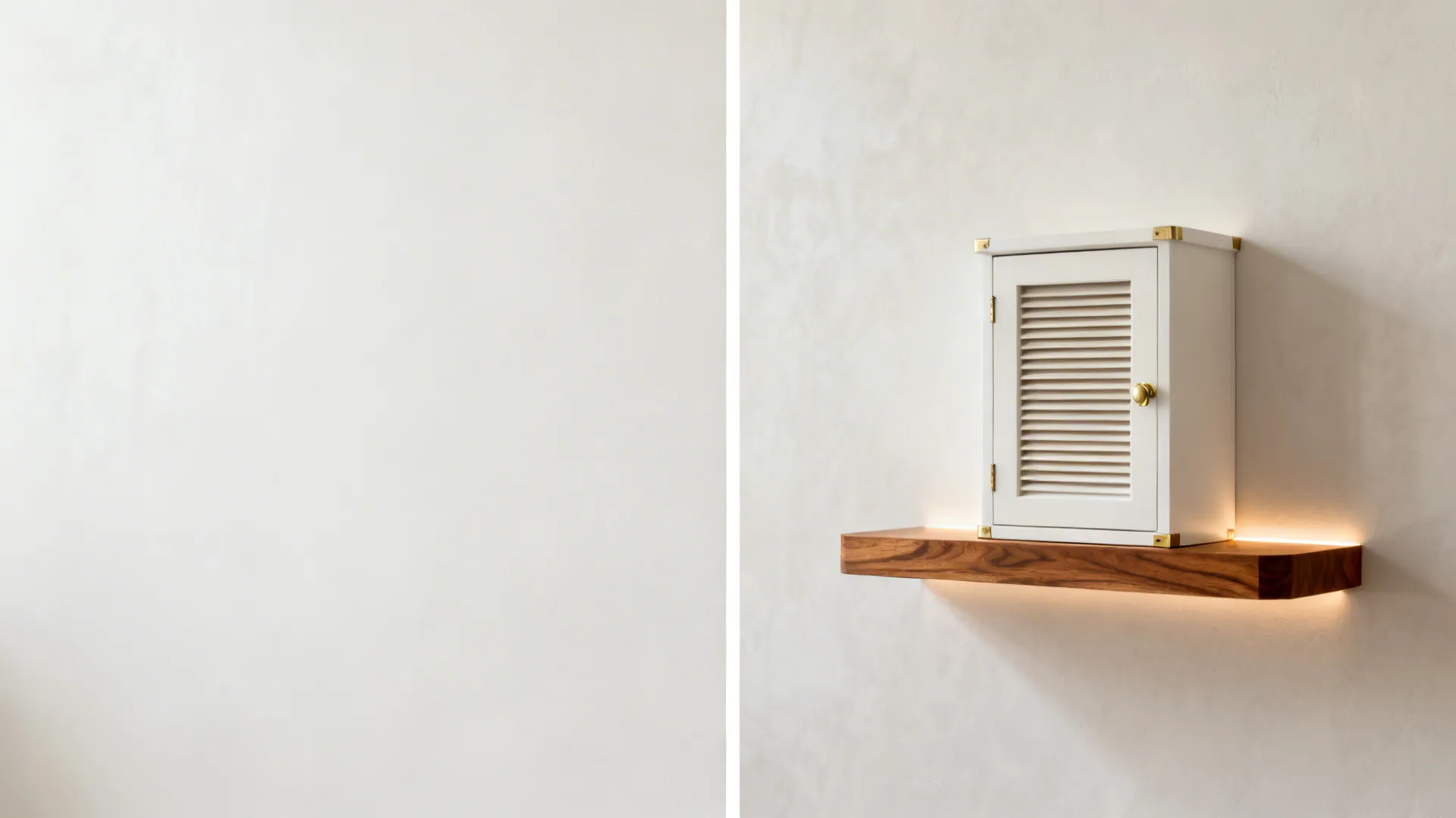 5) White-and-Wood Minimal Shrine With Hidden Storage