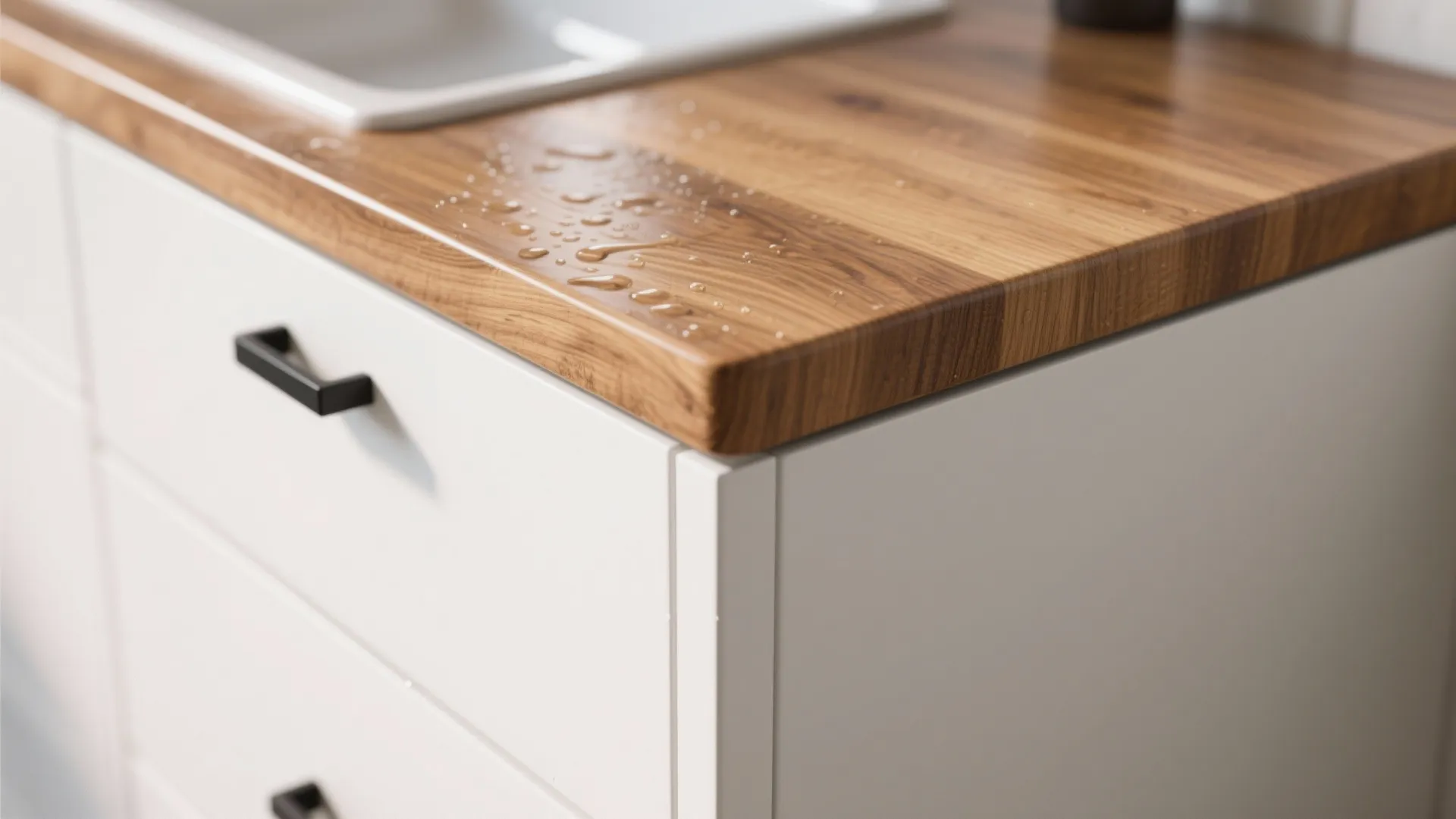 4. Mixed-material look: white front, wood top