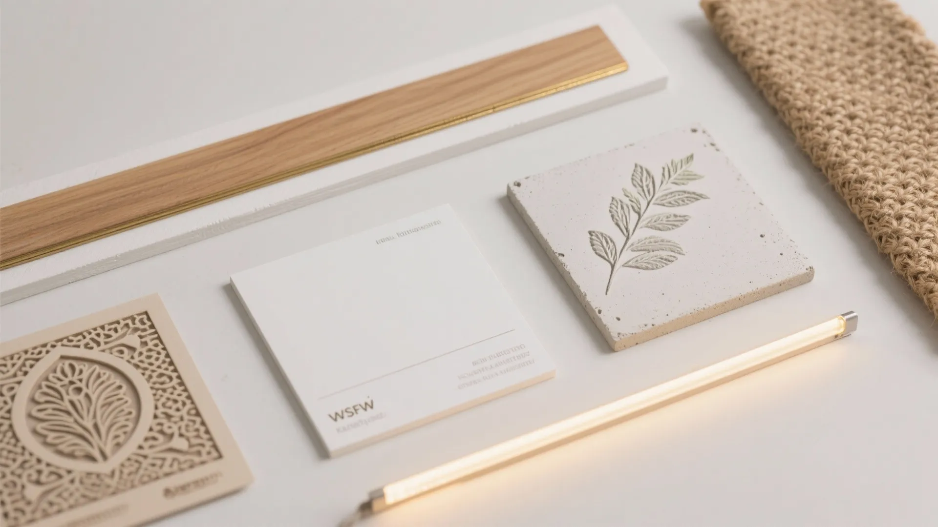 White and Wood Serenity with Tulsi Motifs