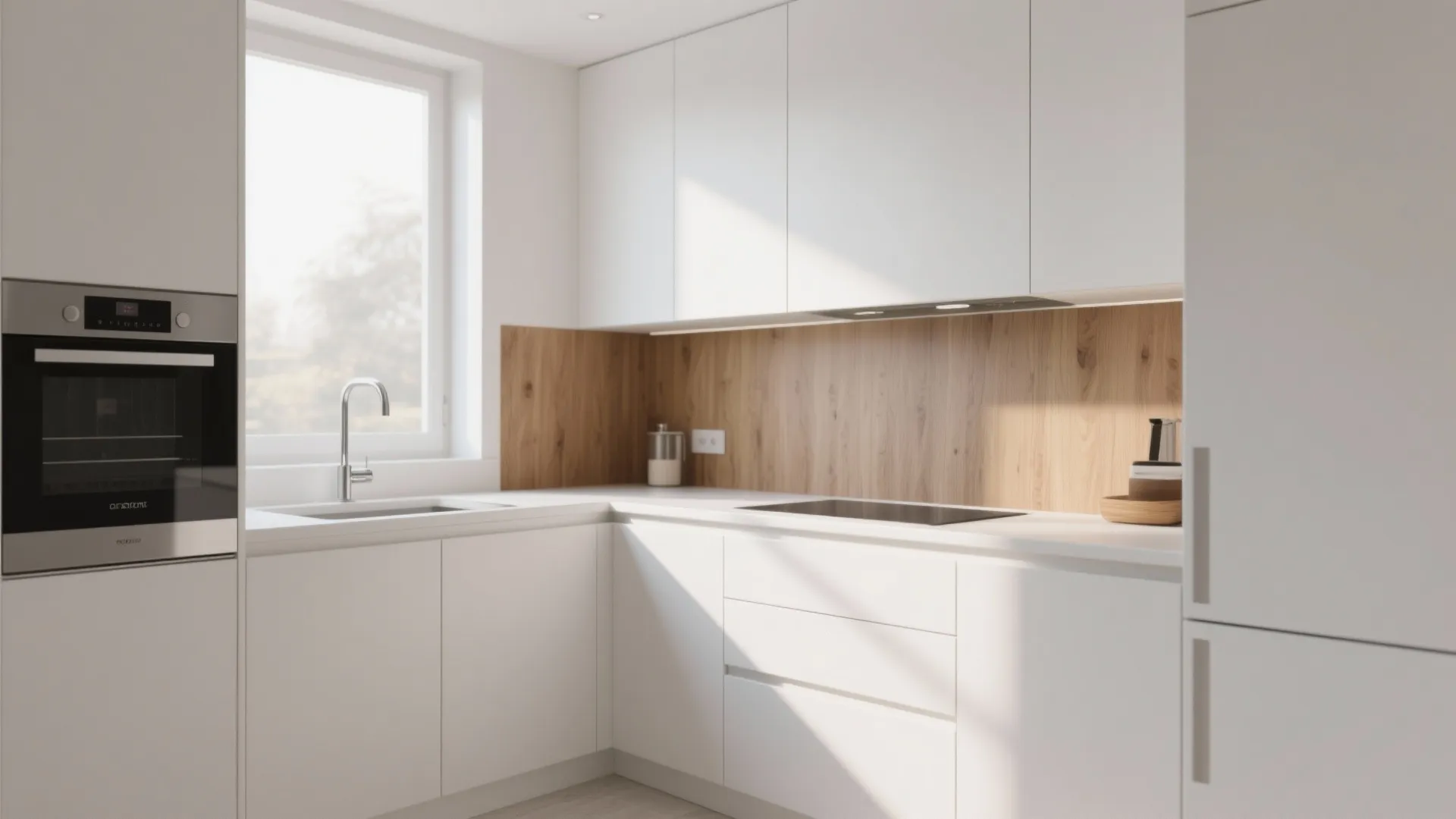 2. Minimalist White & Wood