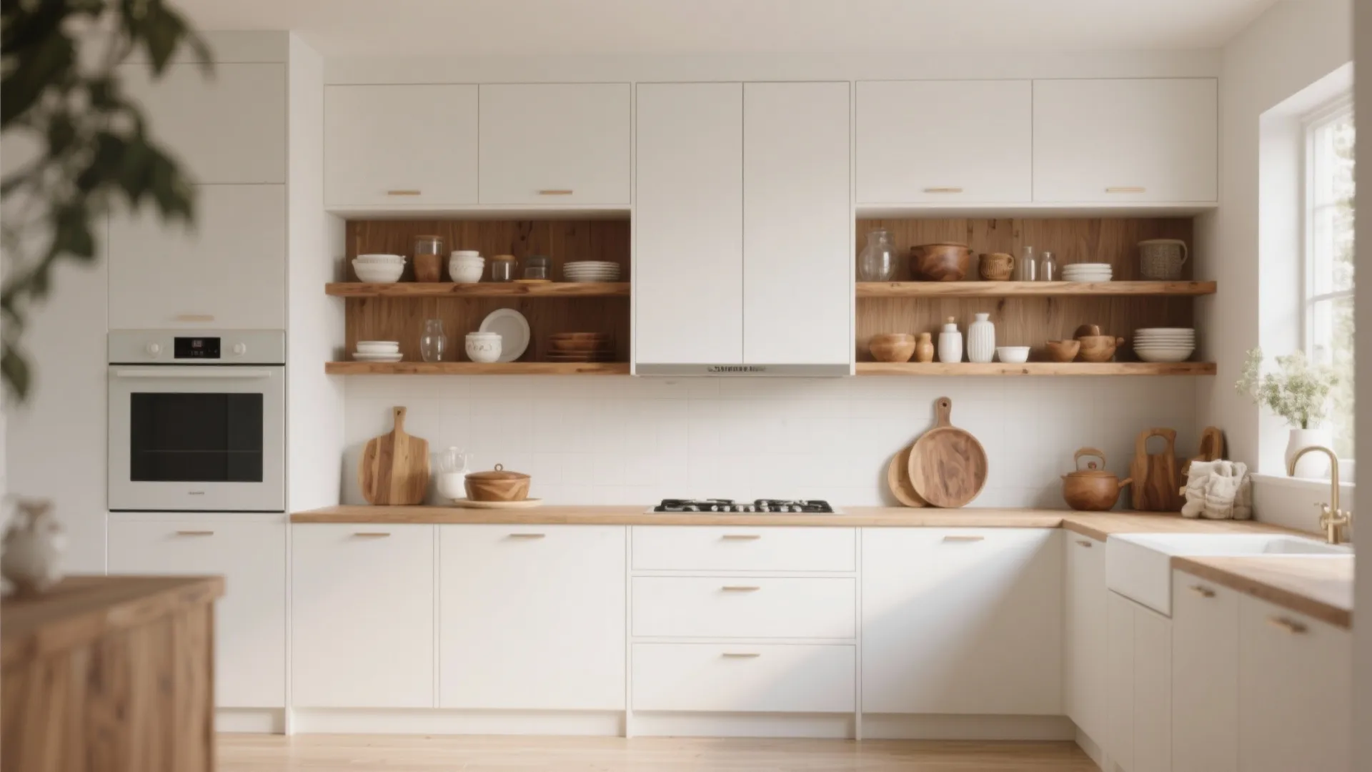 1. Mix White With Natural Wood Accents