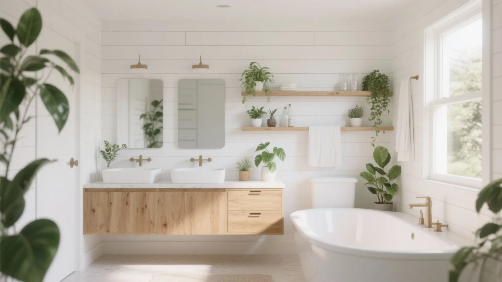 10. All-Over White with Natural Wood Accents