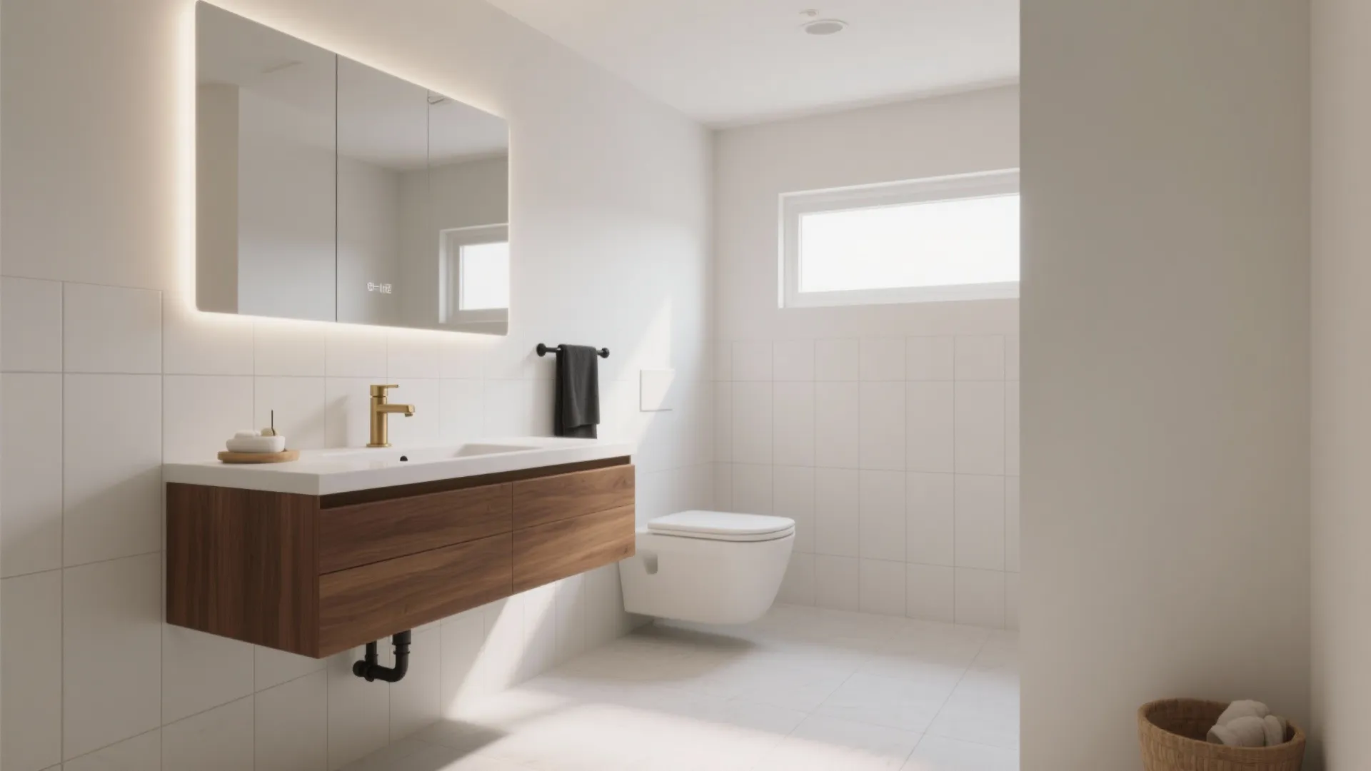 5 White Bathroom with Wood Vanity Ideas