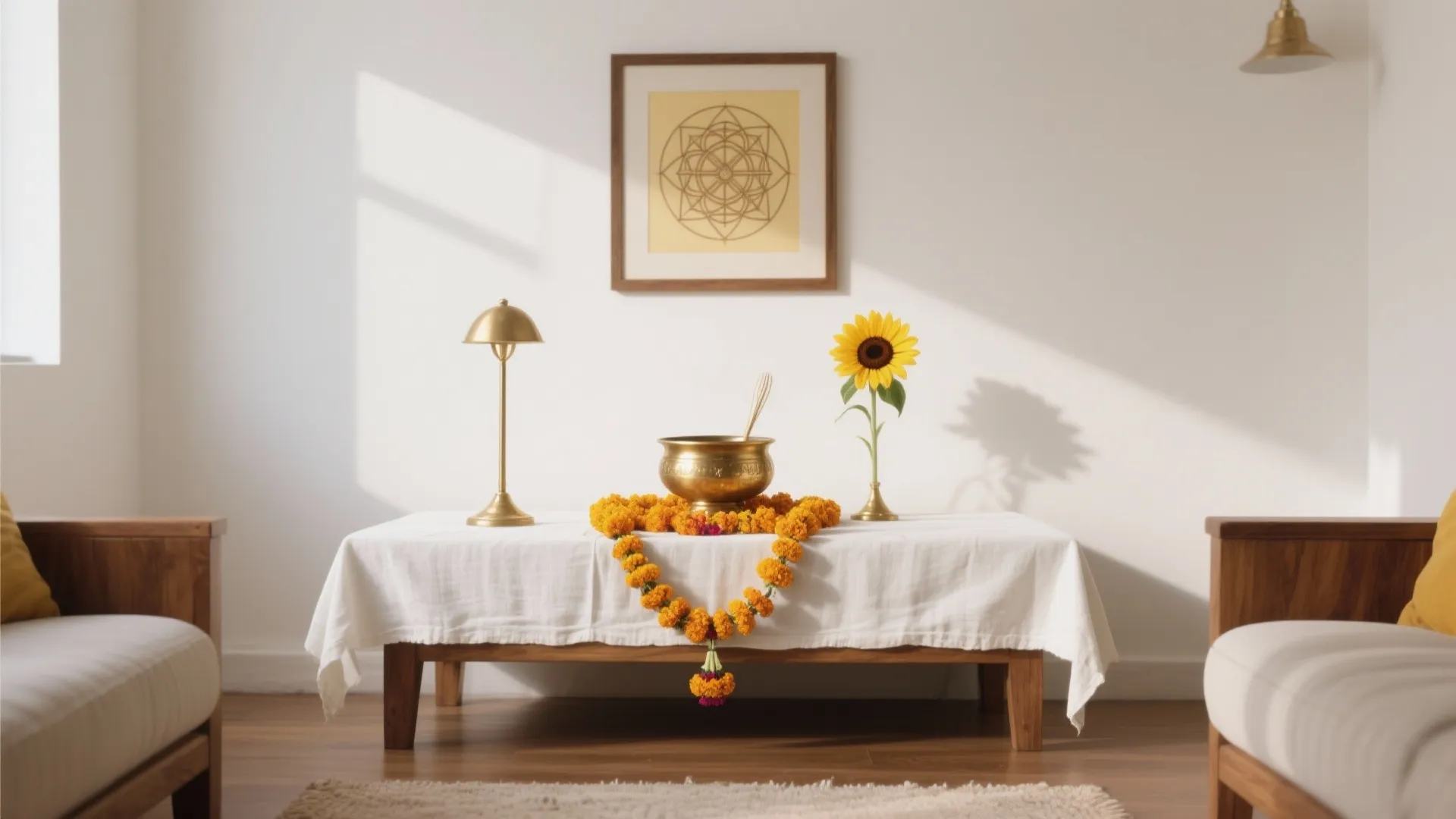 Calm White-and-Yellow Altar Styling